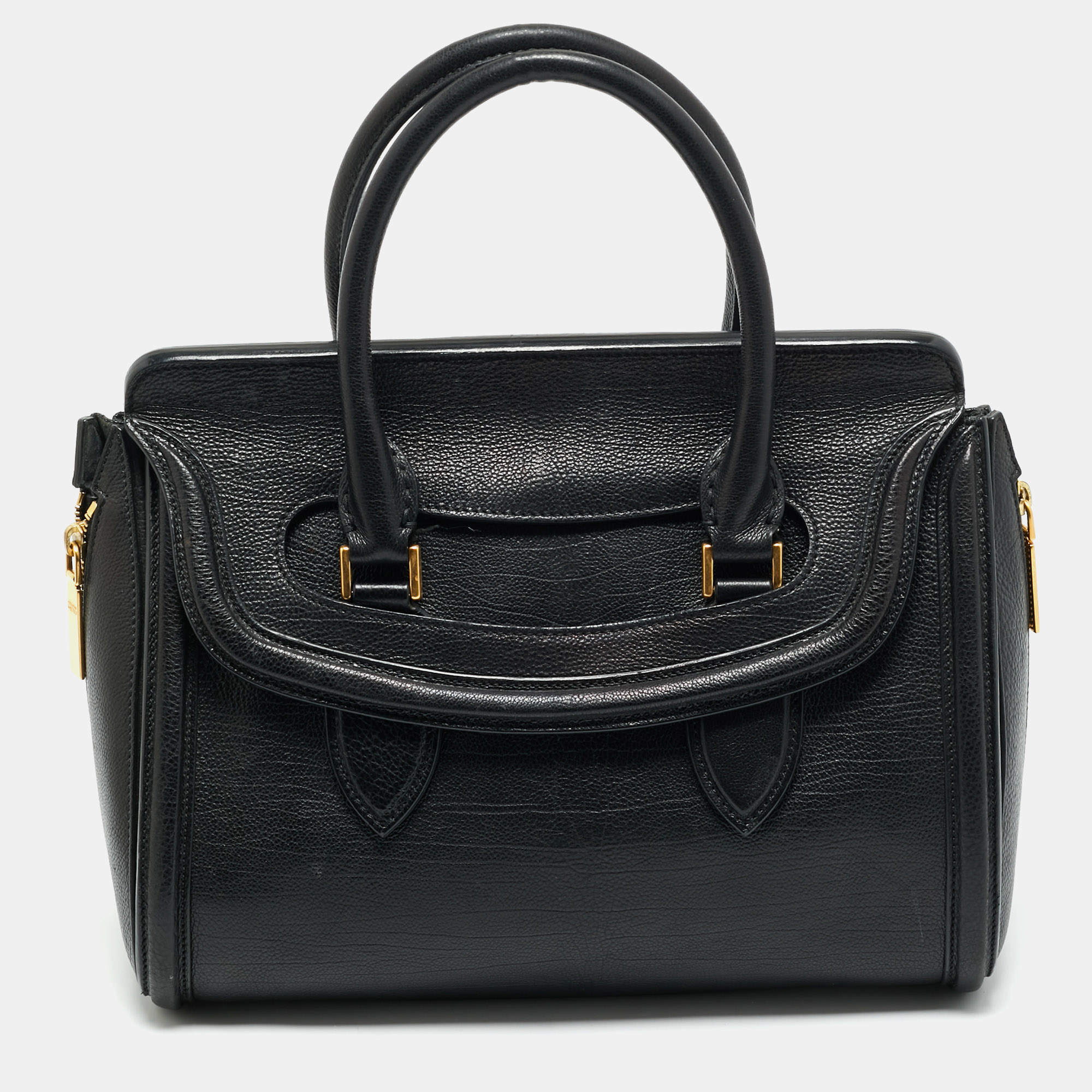 Pre Owned Alexander McQueen Black Leather Medium Heroine Satchel