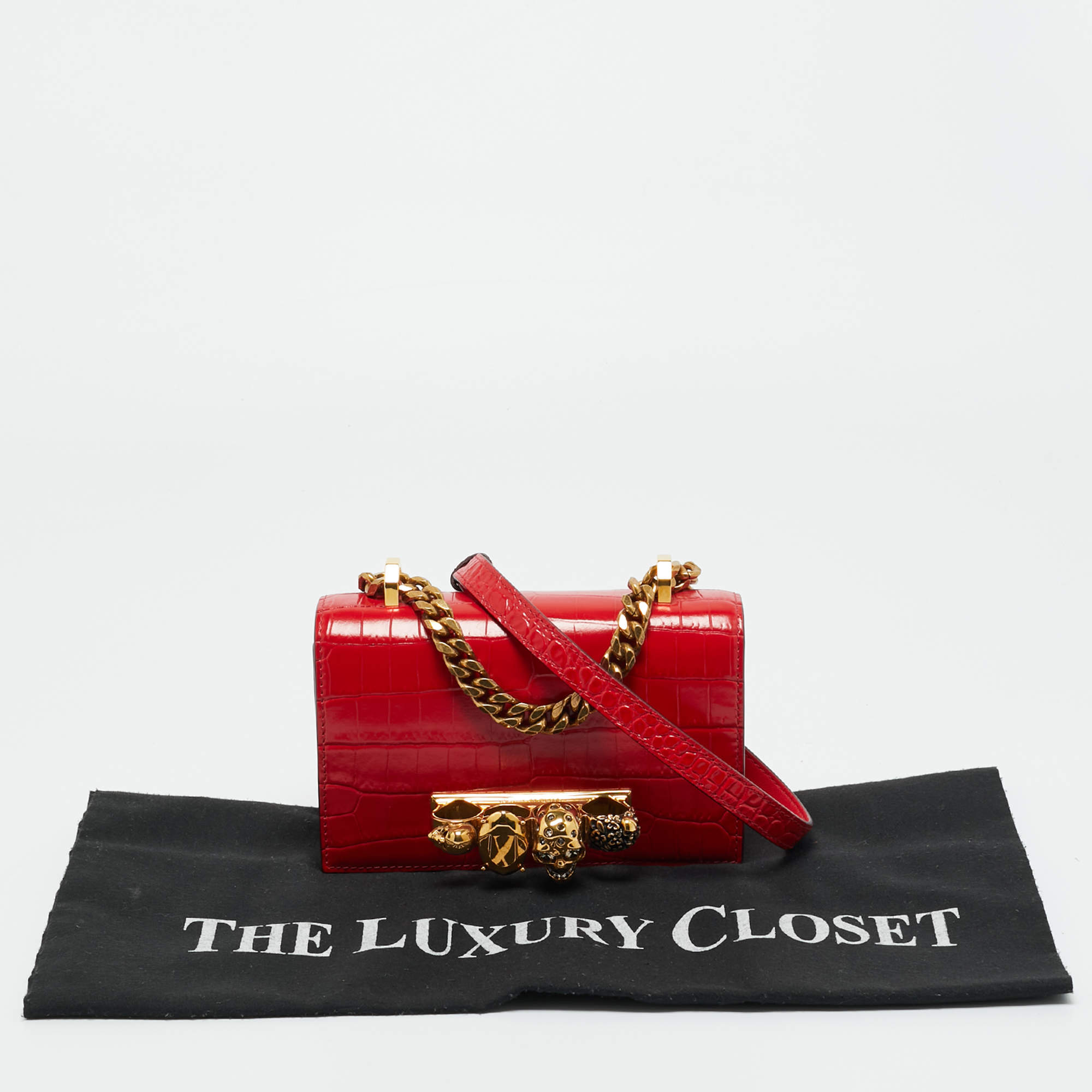 Alexander McQueen Red Leather Box Shoulder Bag Alexander