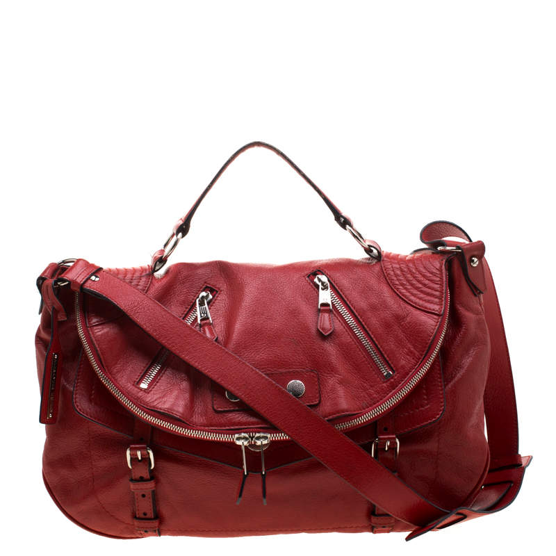 Pre Owned Alexander McQueen Red Leather Faithful Crossbody Bag 