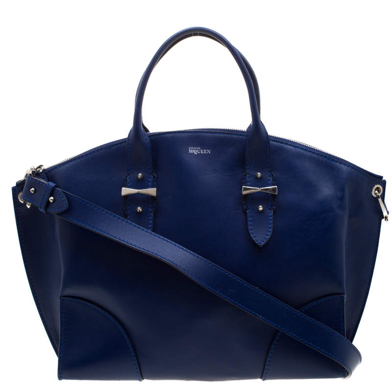 Pre Owned Alexander McQueen Blue Leather Legend Satchel