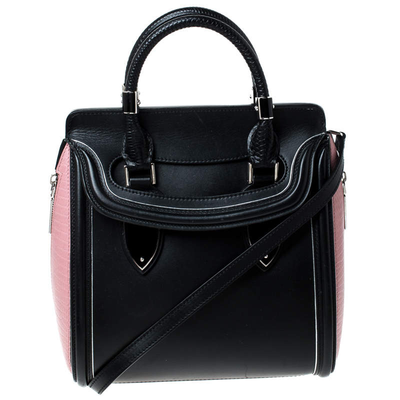 Alexander McQueen Black/Pink Leather Small Heroine Satchel Alexander ...