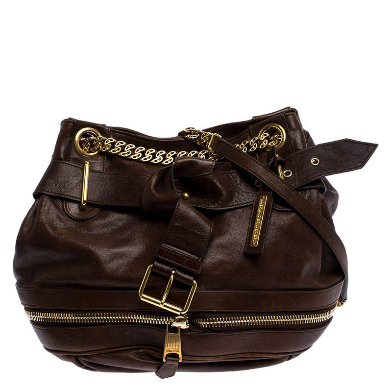 Alexander McQueen Brown Leather Faithful Bucket Tote