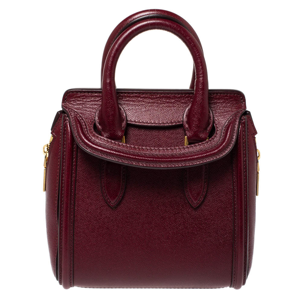 Pre Owned Alexander McQueen Burgundy Leather Mini Heroine Bag