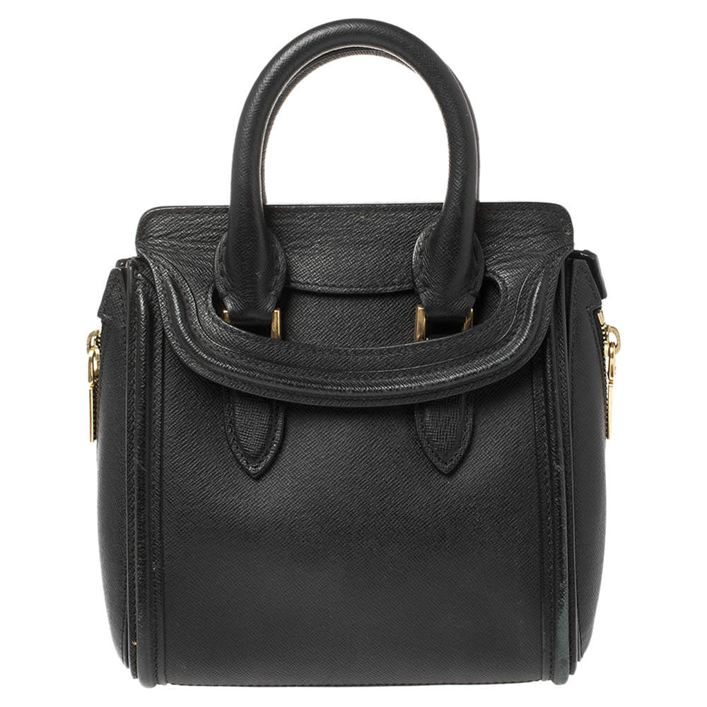 Pre Owned Alexander McQueen Black Leather Mini Heroine Bag