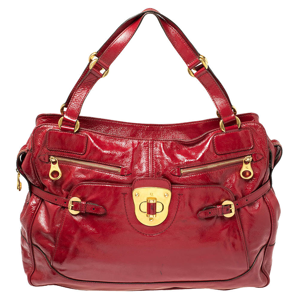 Alexander McQueen Red Patent Leather Satchel 