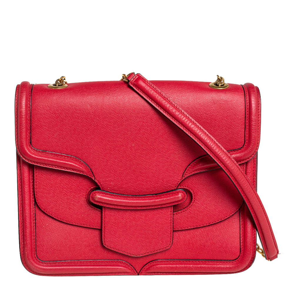 Alexander McQueen Red Leather Heroine Shoulder Bag