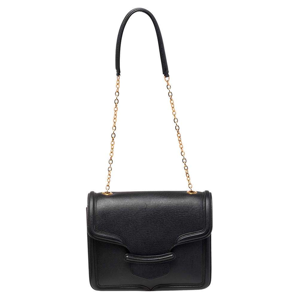 Pre Owned Alexander McQueen Black Leather Heroine Shoulder Bag