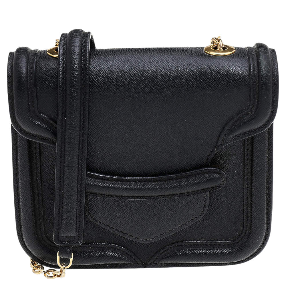 Pre Owned Alexander McQueen Black Leather Mini Heroine Crossbody Bag