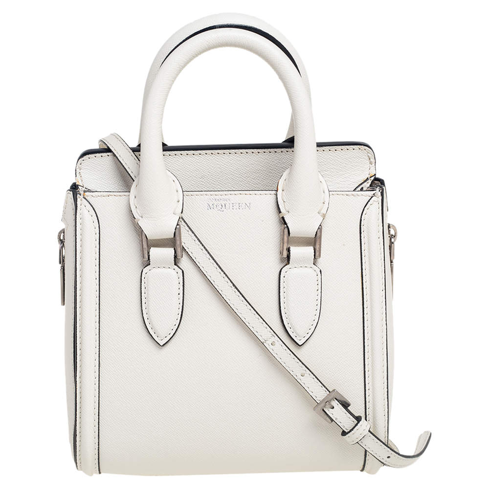 Pre Owned Alexander McQueen White Leather Mini Heroine Bag