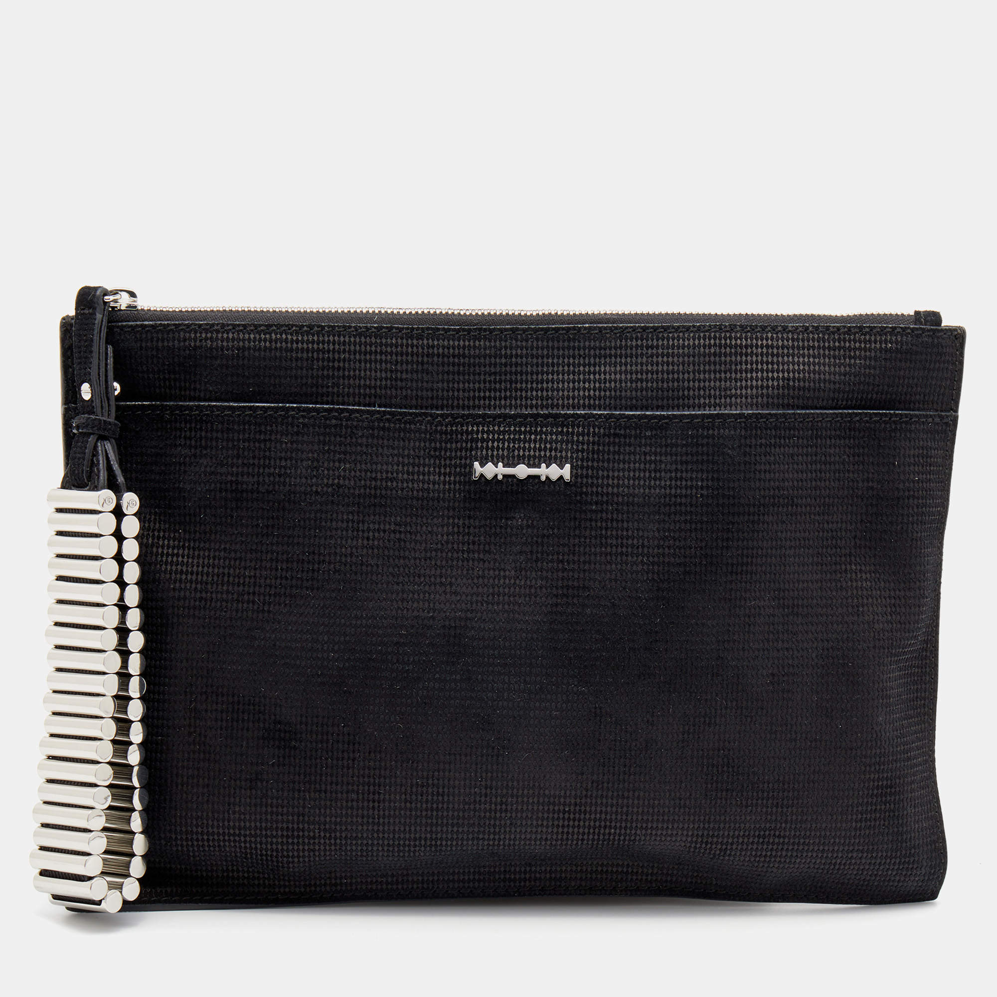 Pre Owned Alexander McQueen Black Nubuck Leather Wristlet Clutch