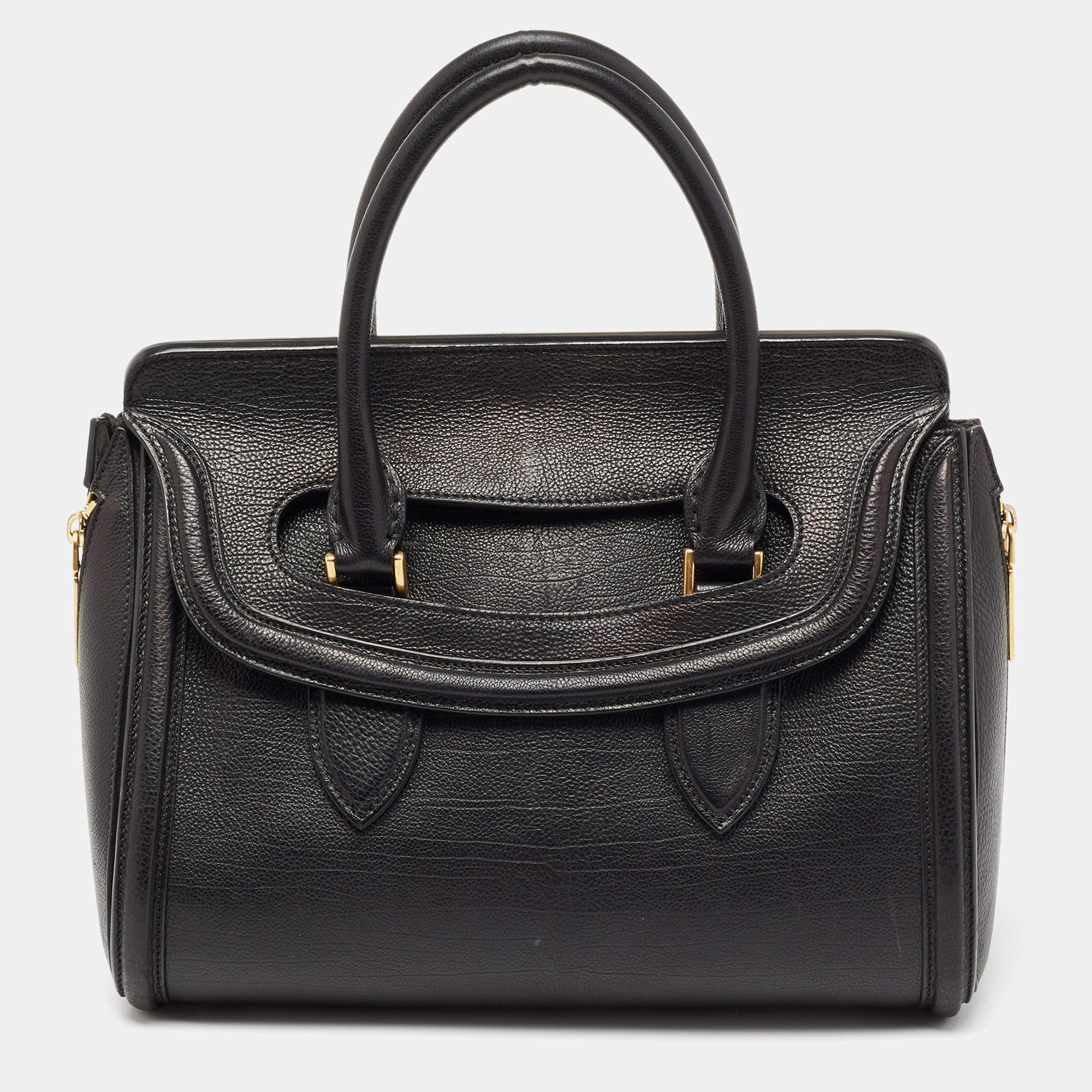 Pre Owned Alexander McQueen Black Leather Medium Heroine Satchel