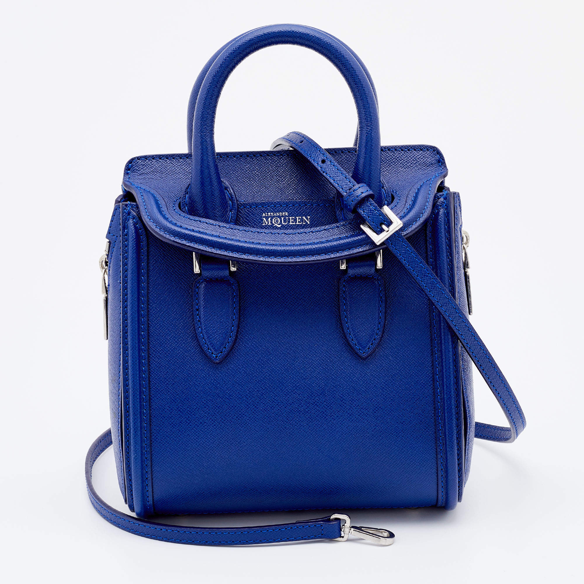 Alexander McQueen Blue Leather Mini Heroine Satchel