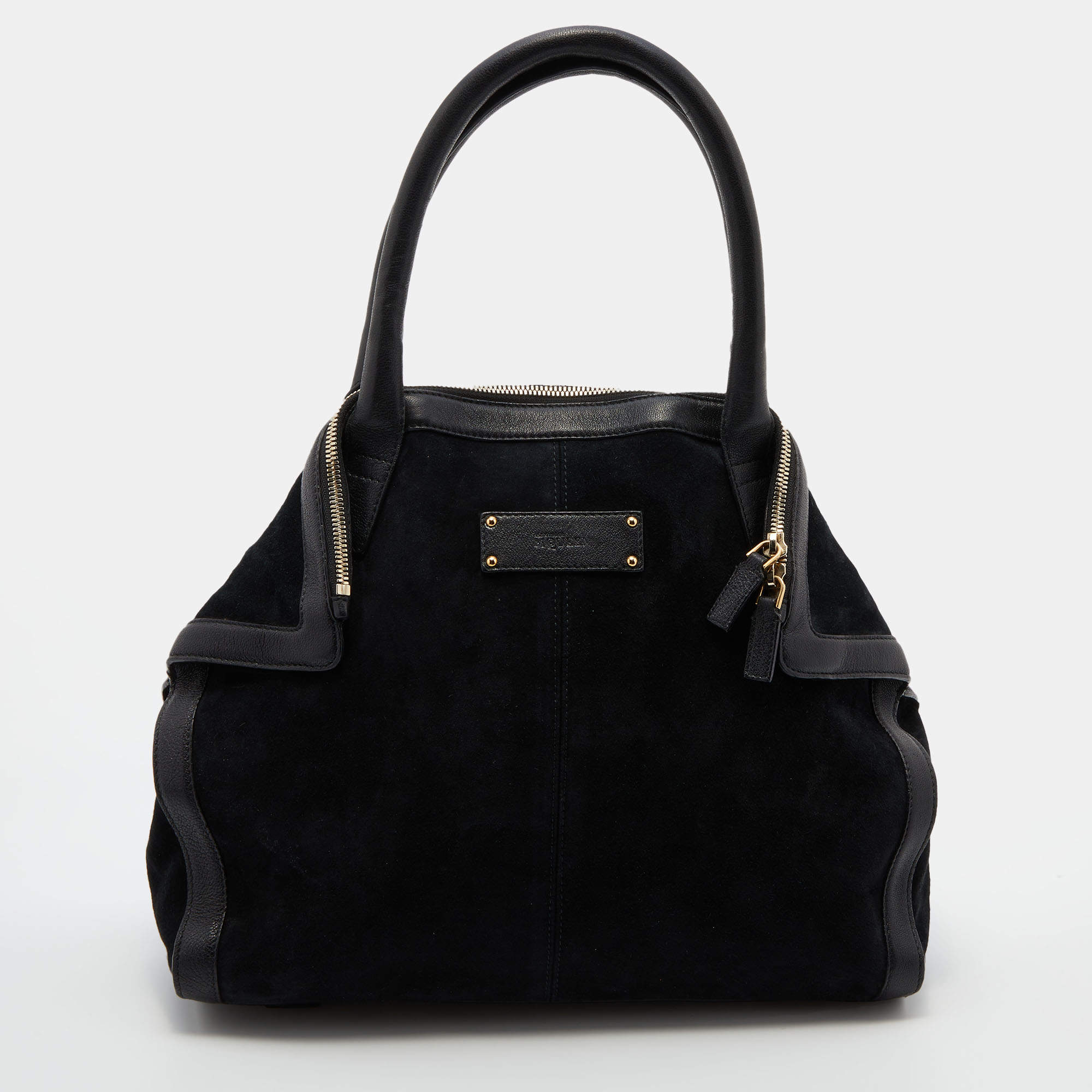 Pre Owned Alexander McQueen Black Suede and Leather De Manta Tote
