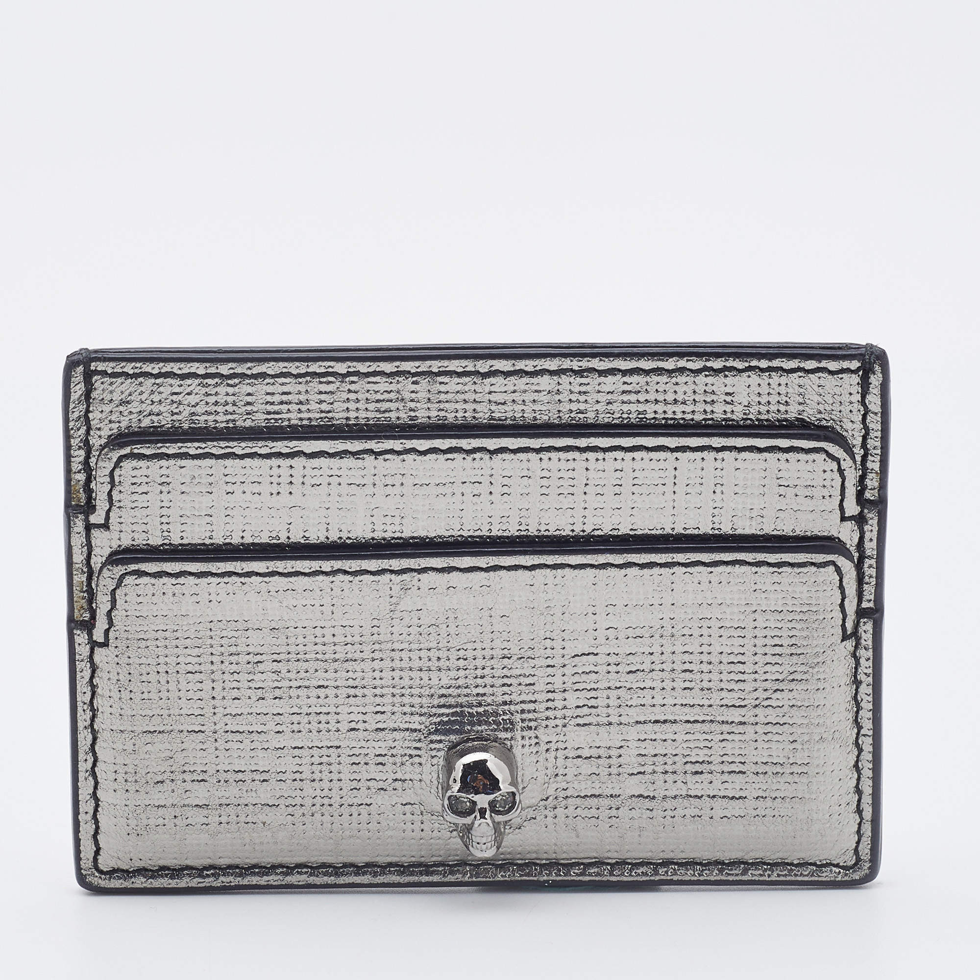 Alexander McQueen Silver Leather Skull Card Holder