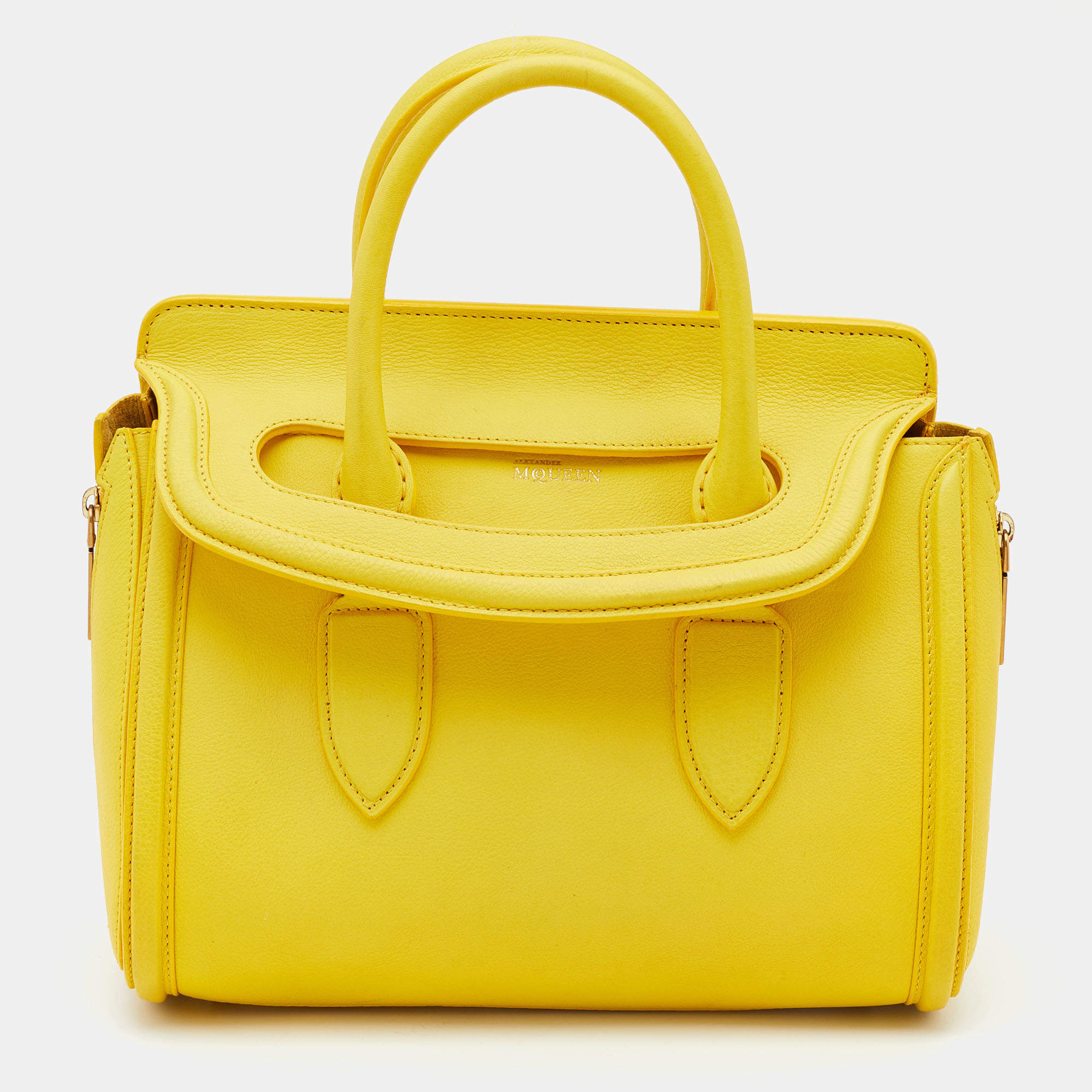 Pre Owned Alexander McQueen Yellow Leather Medium Heroine Satchel