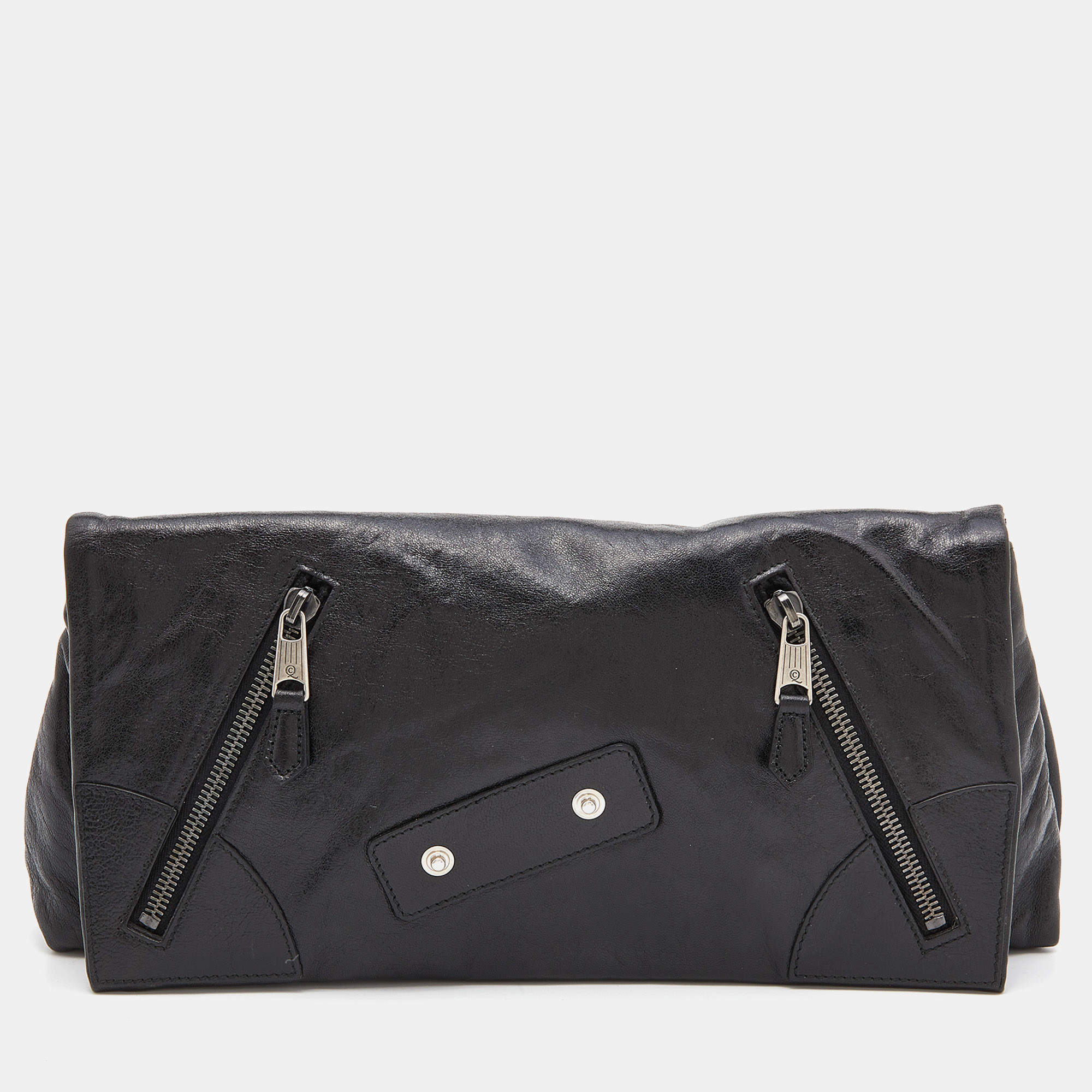 Pre Owned Alexander McQueen Black Leather Faithful Glove Clutch