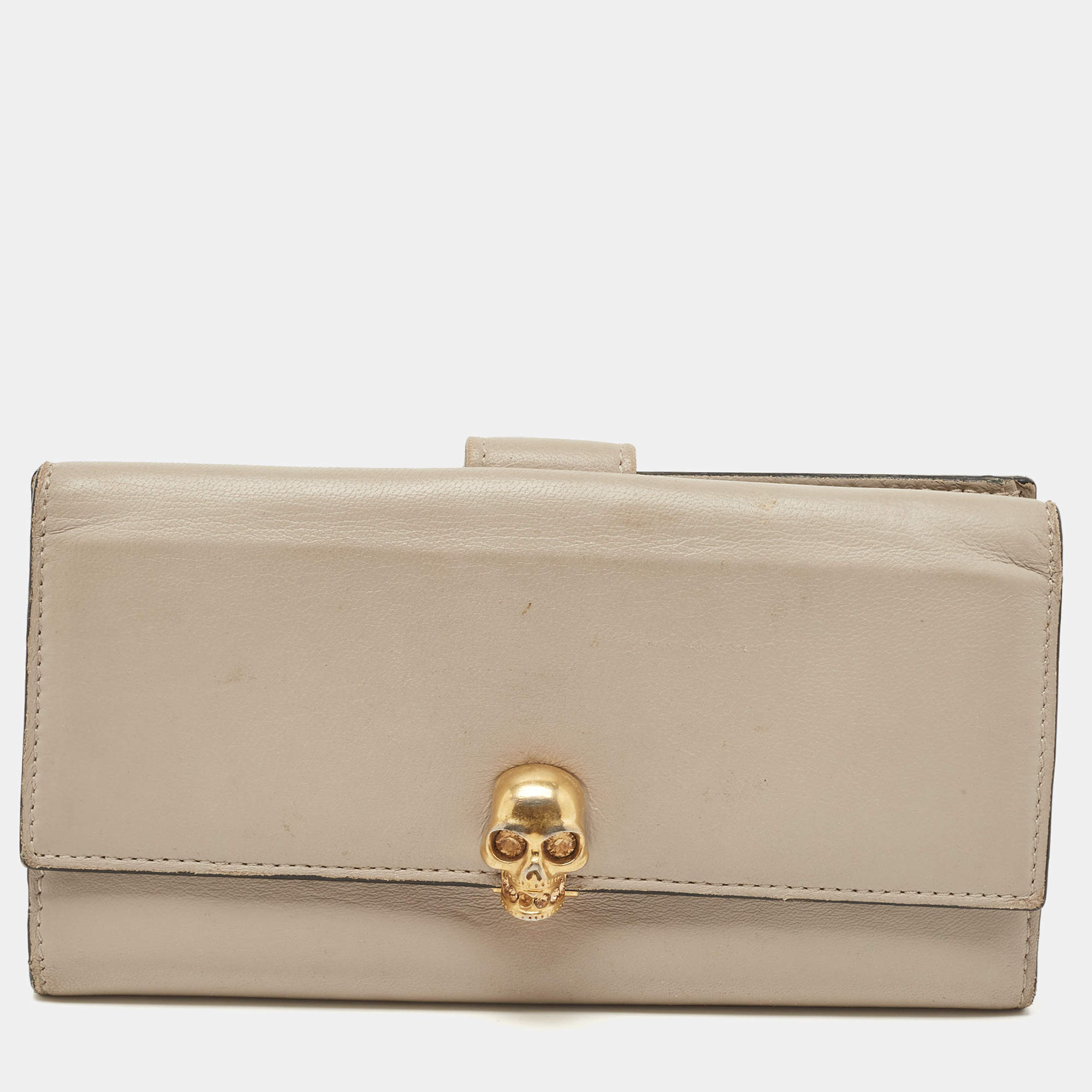 Alexander McQueen Grey Leather Skull Continental Wallet