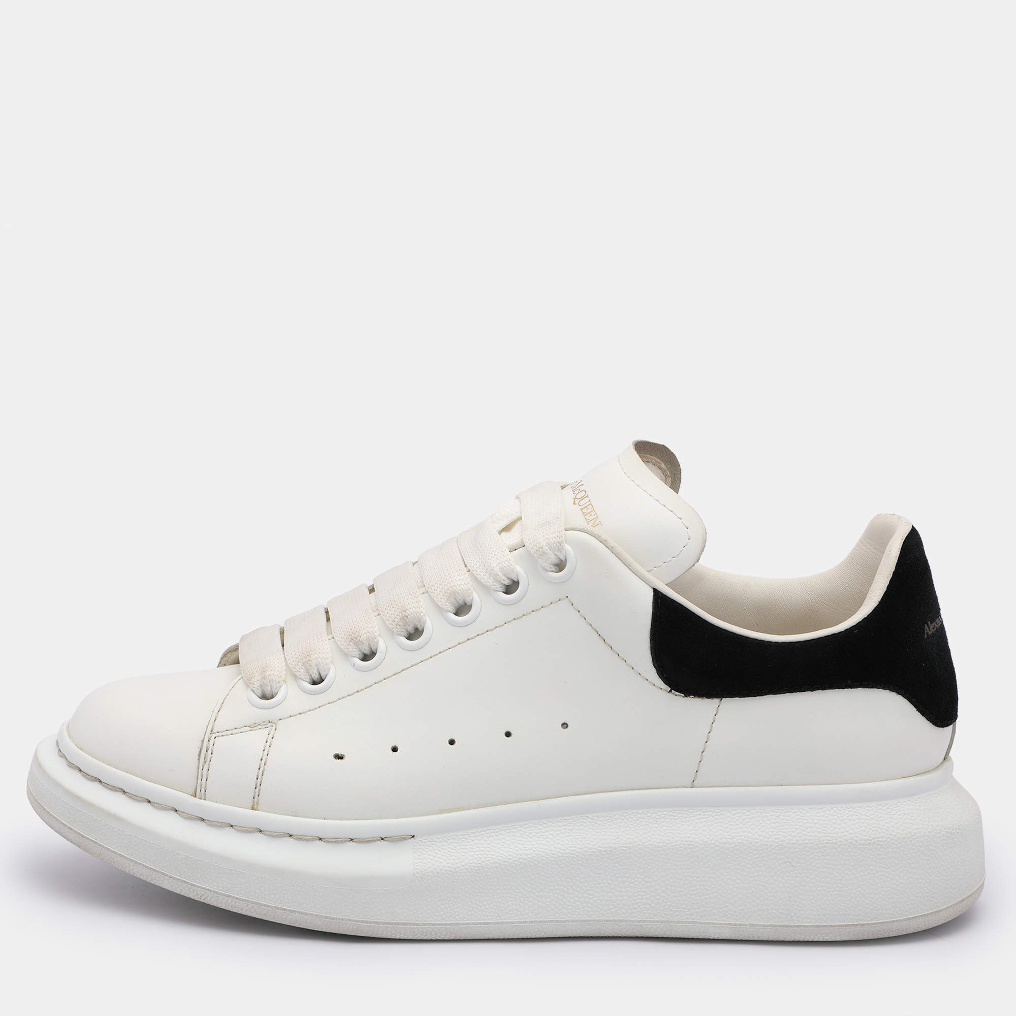 Pre Owned Alexander McQueen White Leather Oversized Low Top Sneakers Size 38