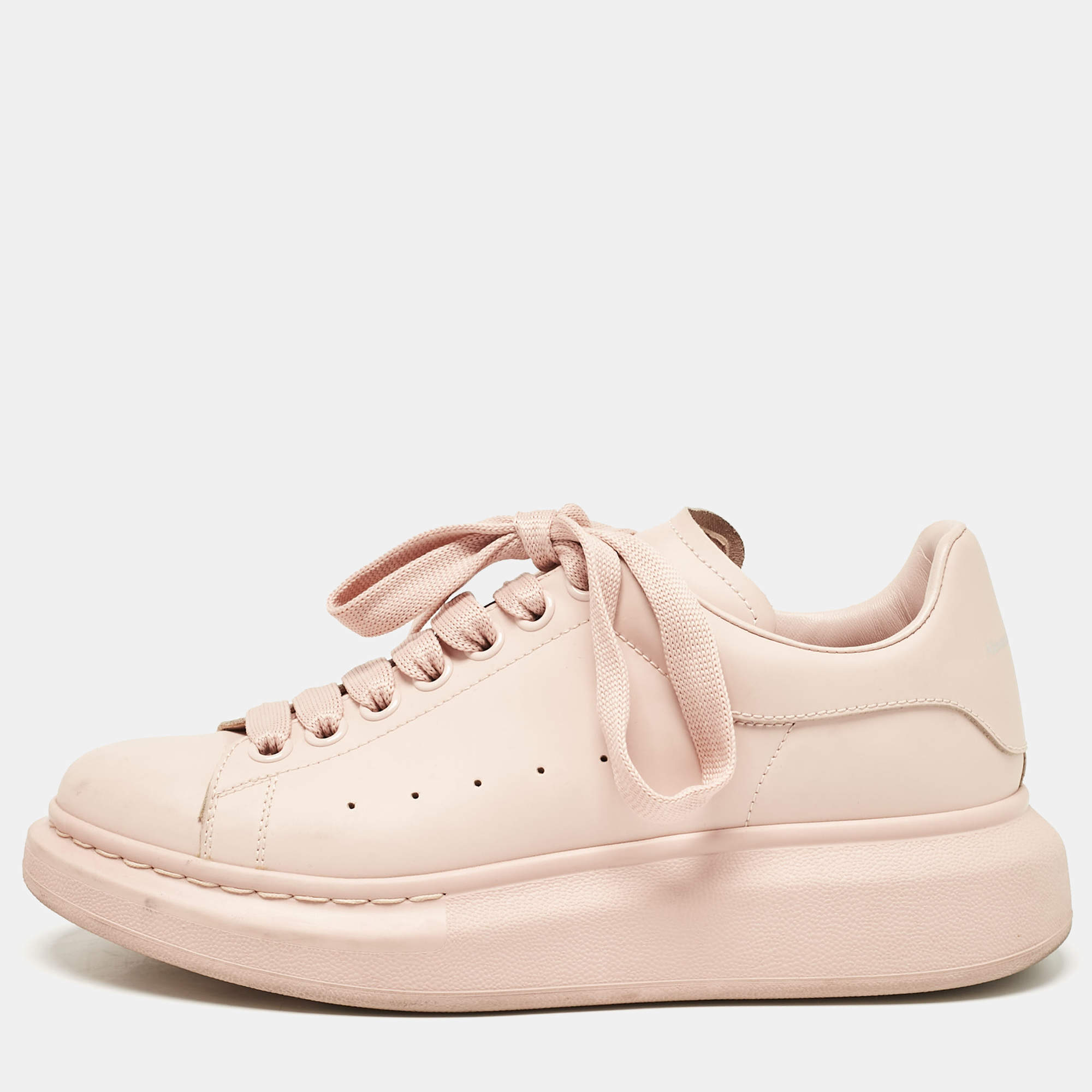 Pre Owned Alexander McQueen Pink Leather Oversized Low Top Sneakers Size 38