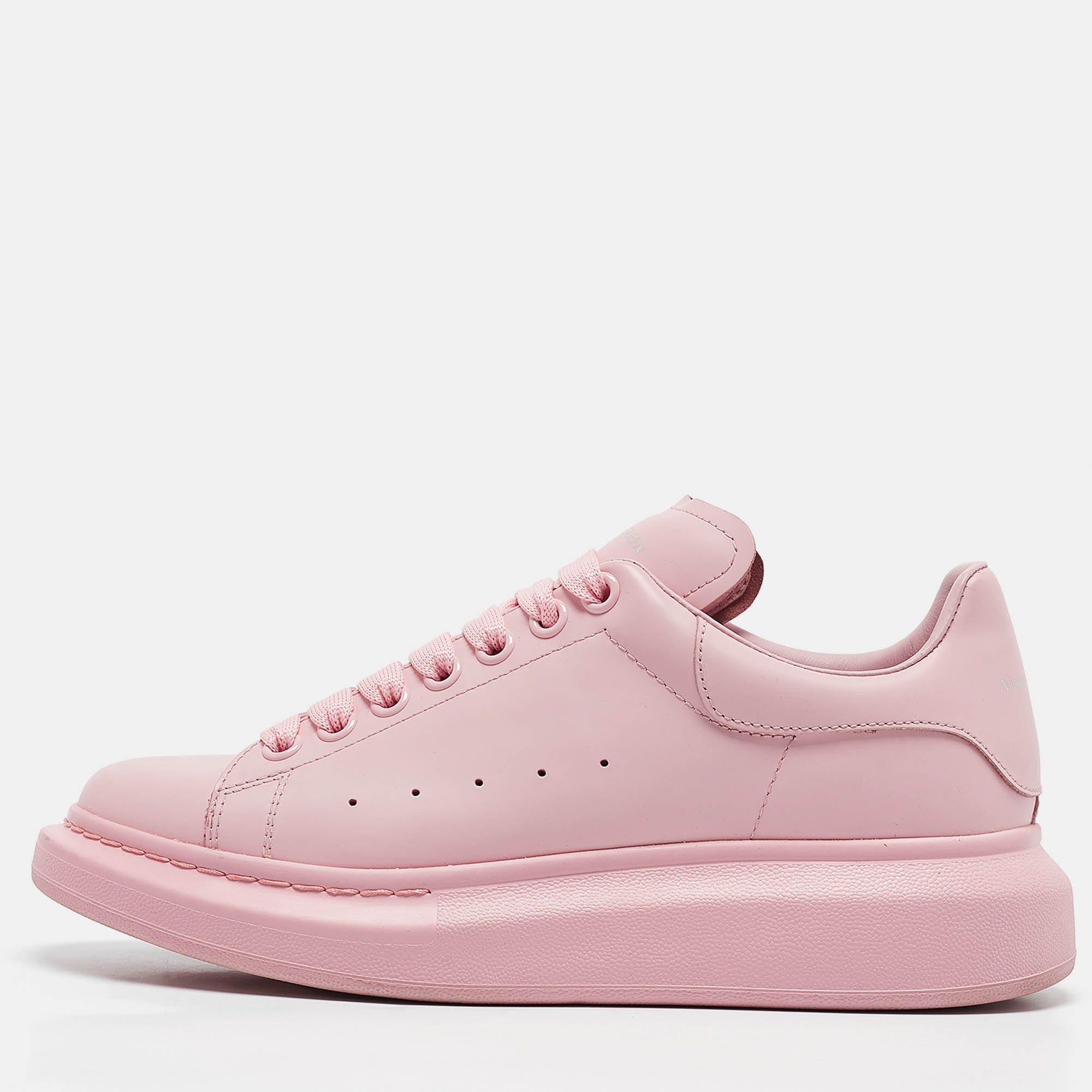 Pre Owned Alexander McQueen Pink Leather Oversized Runner Low Top Sneakers Size 40