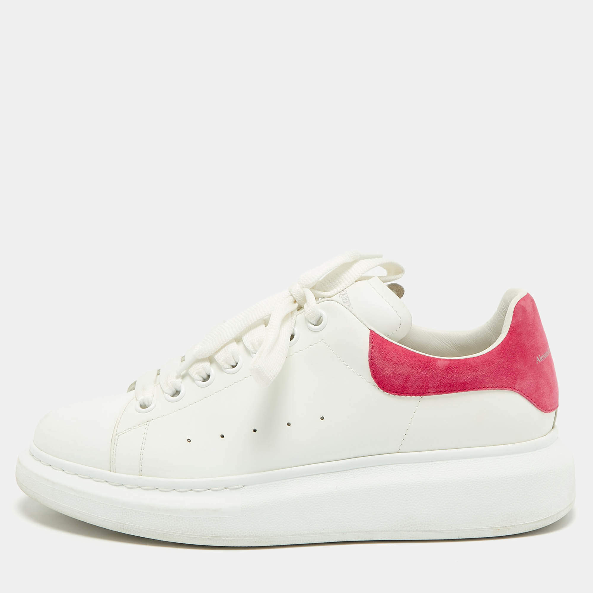 Pre Owned Alexander McQueen White Leather Oversized Low Top Sneakers Size 41