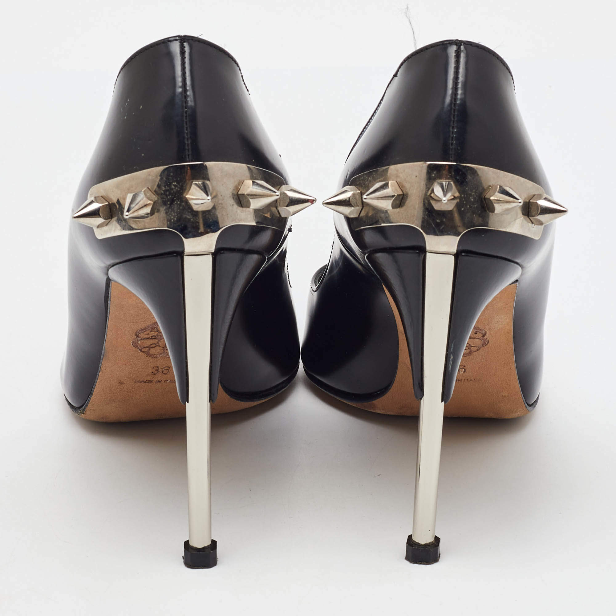 Alexander McQueen Black Leather Crystal Embellished Skull