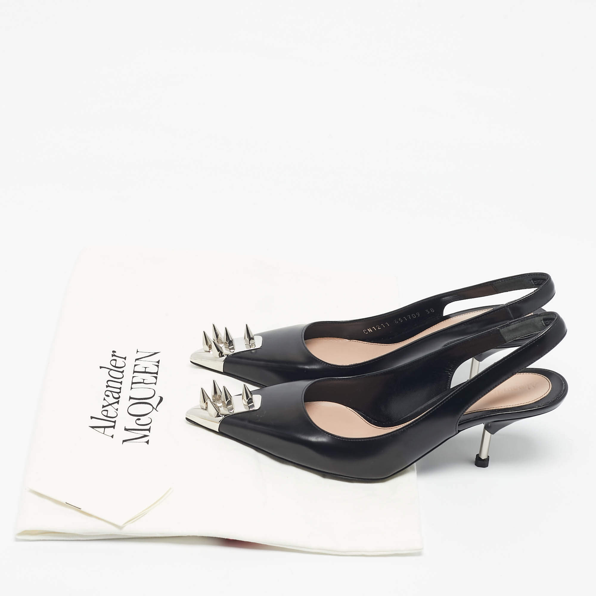 Alexander McQueen Black Leather Crystal Embellished Skull