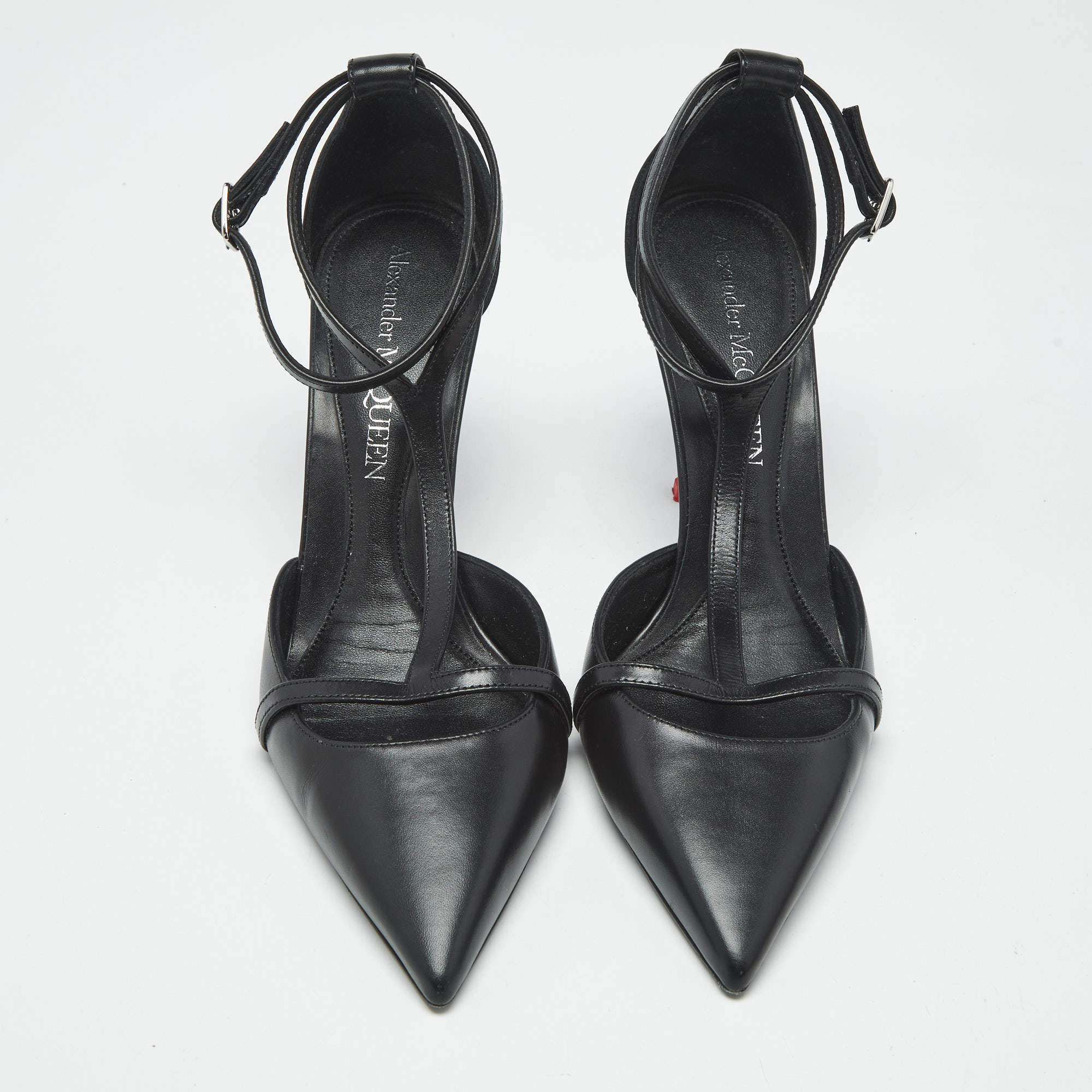 Alexander McQueen Black Leather Crystal Embellished Skull