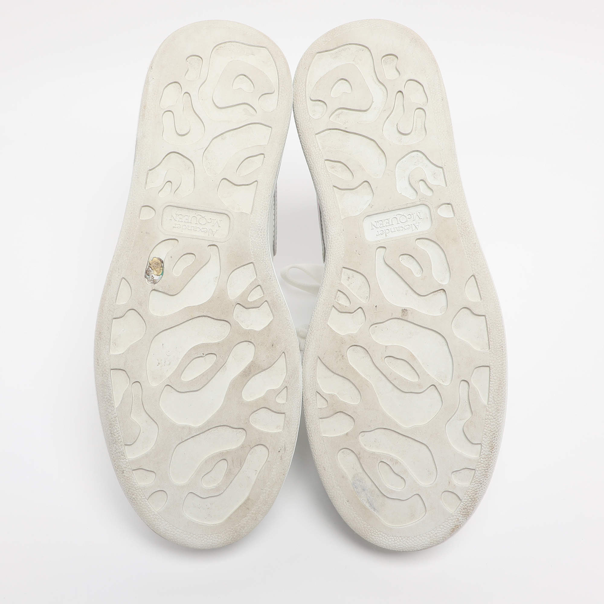 Pre Owned Alexander McQueen White/Iridescent Leather Larry Sneakers Size 37