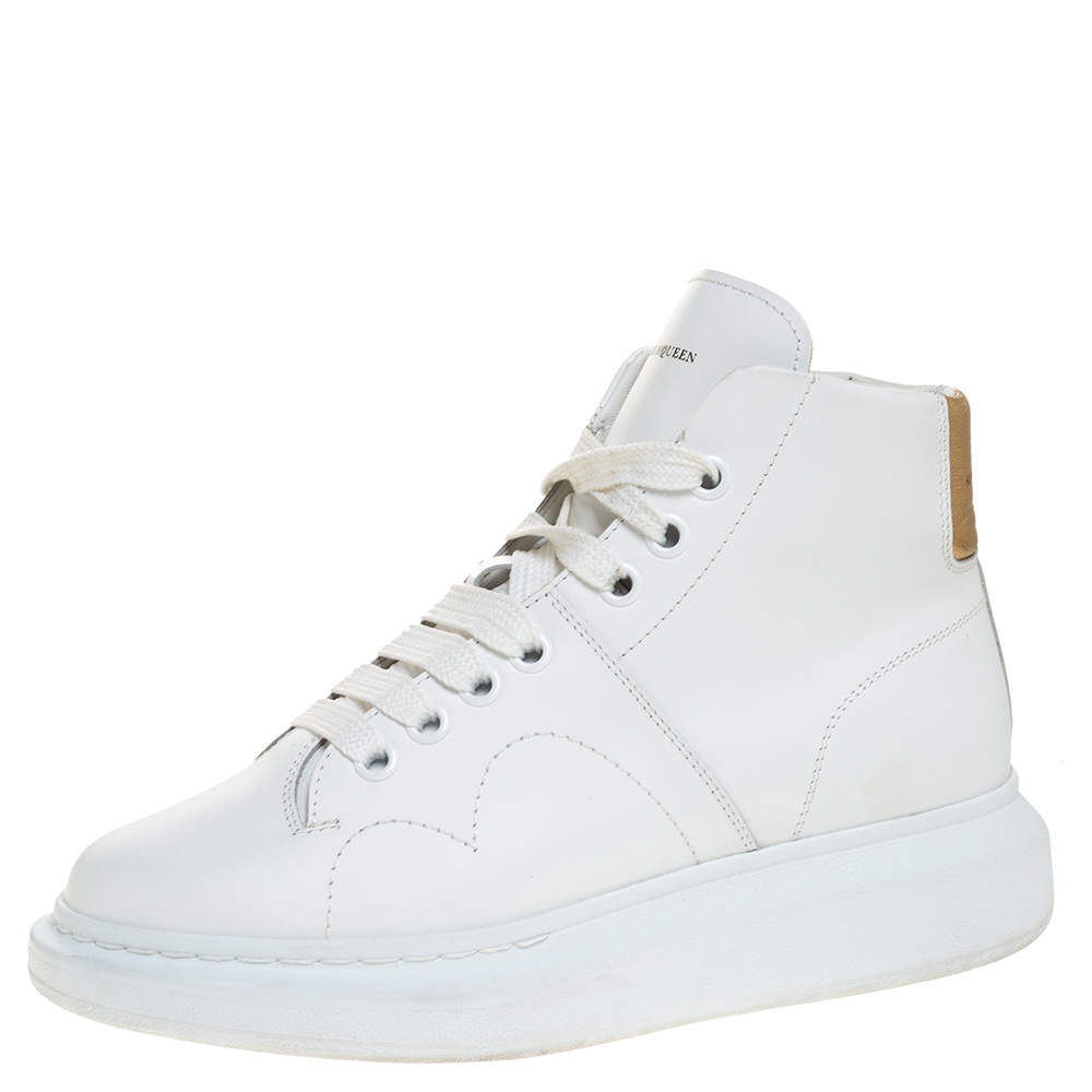 Alexander McQueen White Leather High Top Sneakers Size 39.5 Alexander ...