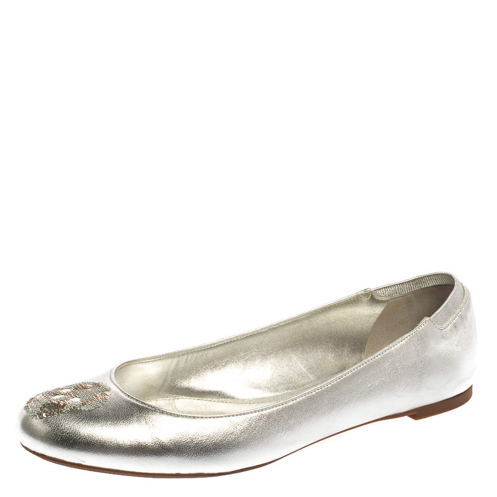 Pre Owned حذاء فلات باليه أليكساندر ماكوين جمجمة خرز فضى مقاس 40 