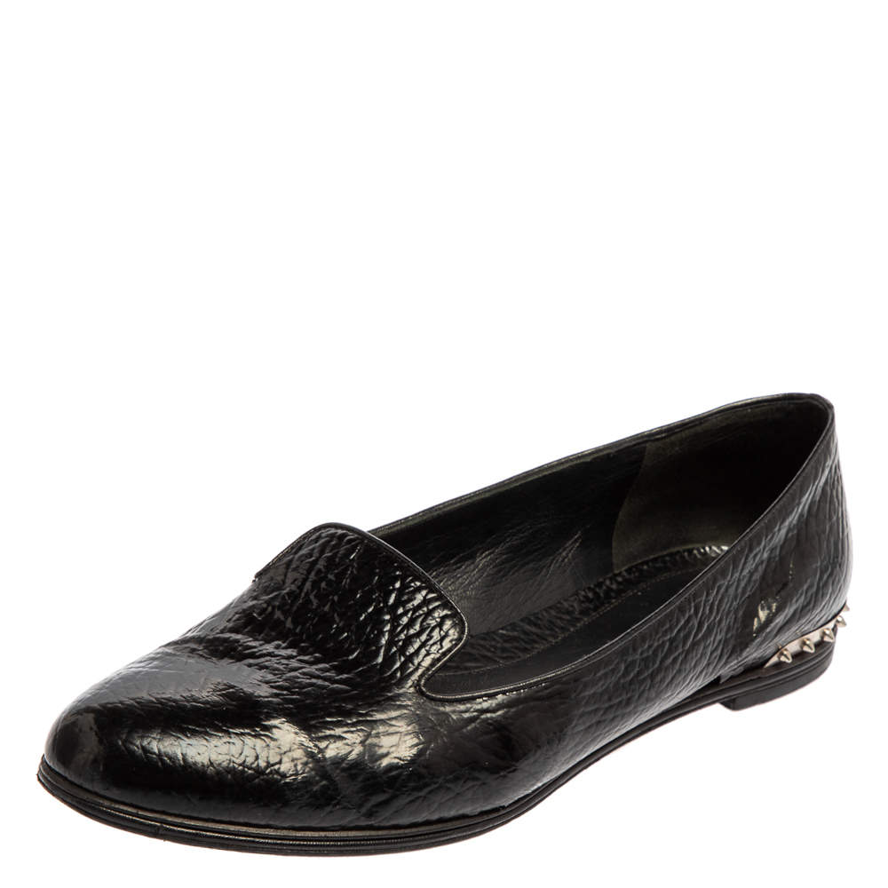 Pre Owned Alexander McQueen Black Leather Smoking Slippers Size 41