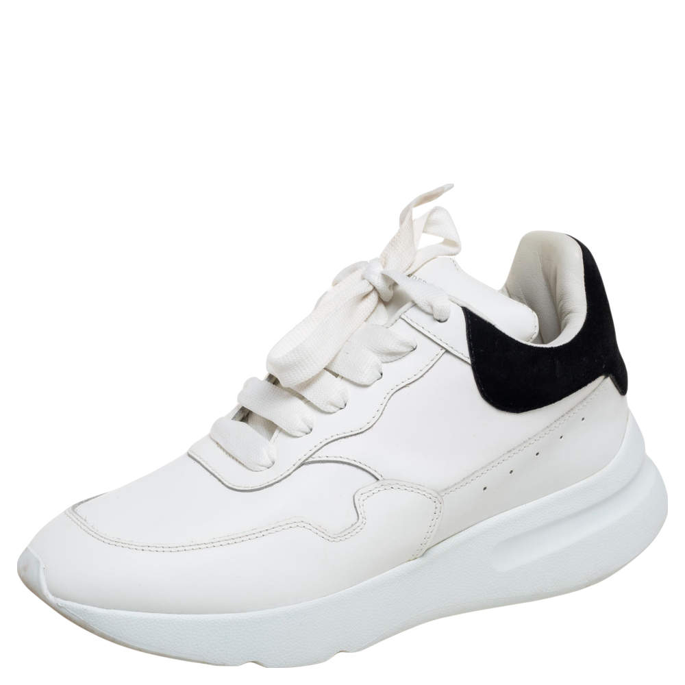 Pre Owned Alexander McQueen White Leather Larry Oversized Sneakers Size 38.5