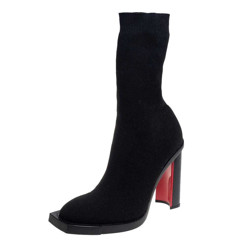 Pre Owned حذاء بوت أليكساندر ماكوين جوارب قماش تريكو سترتش أسود مقاس 39