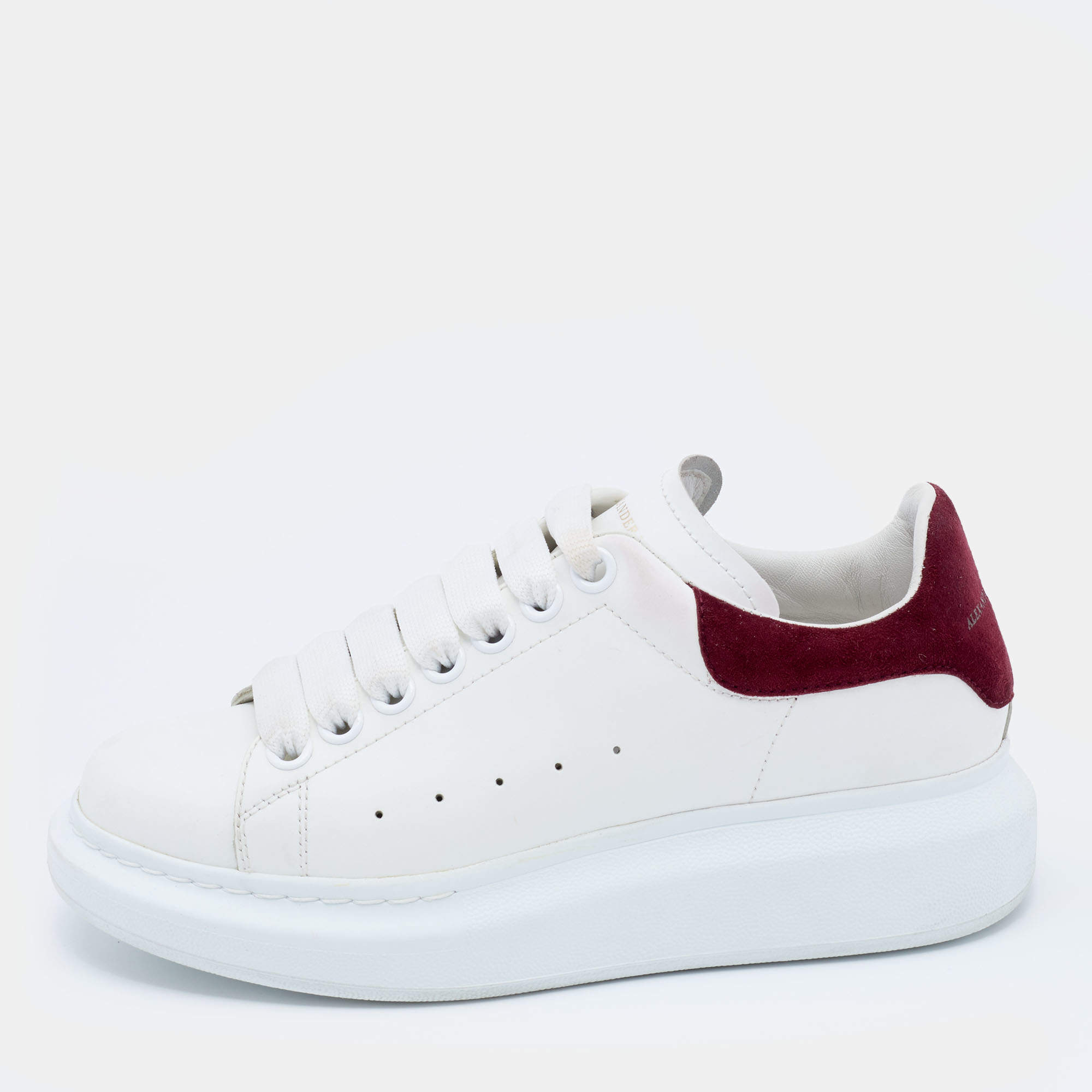 Pre Owned Alexander McQueen White Leather Oversized Low Top Sneakers Size 35.5
