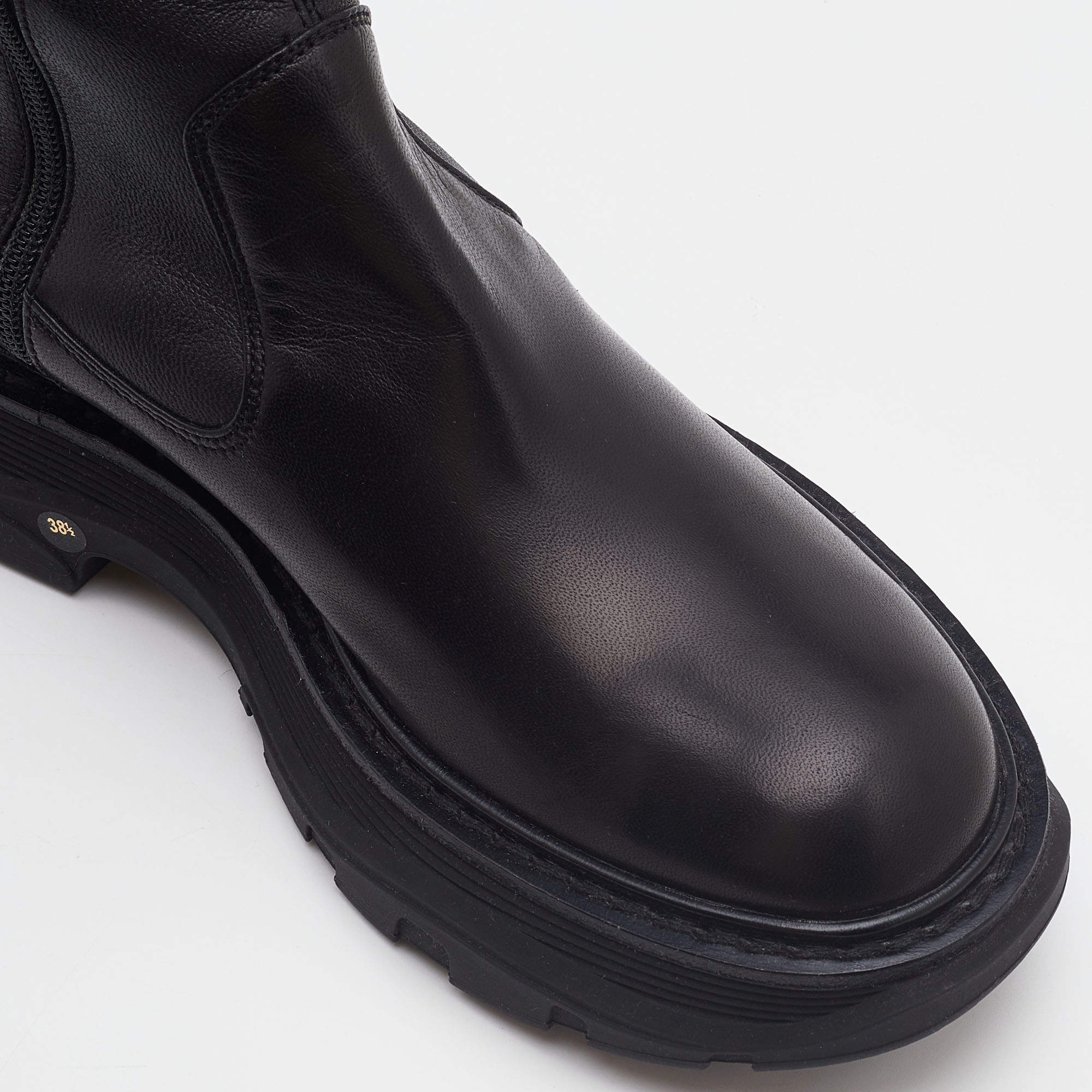 Alexander McQueen Black Leather Over The Knee Boots Size 38.5 Alexander  McQueen