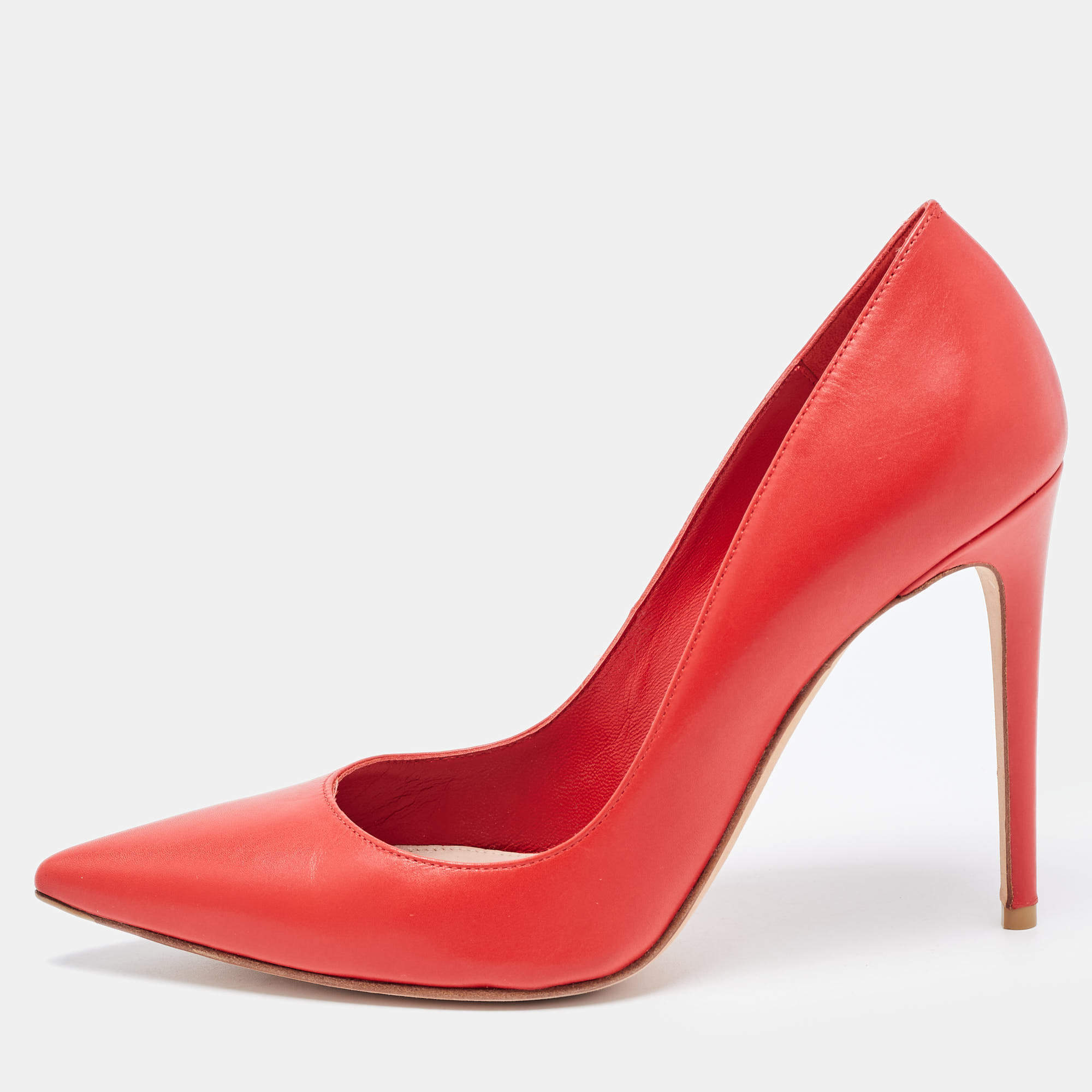 Alexander McQueen Red Leather Pointed Toe Pumps Size 38