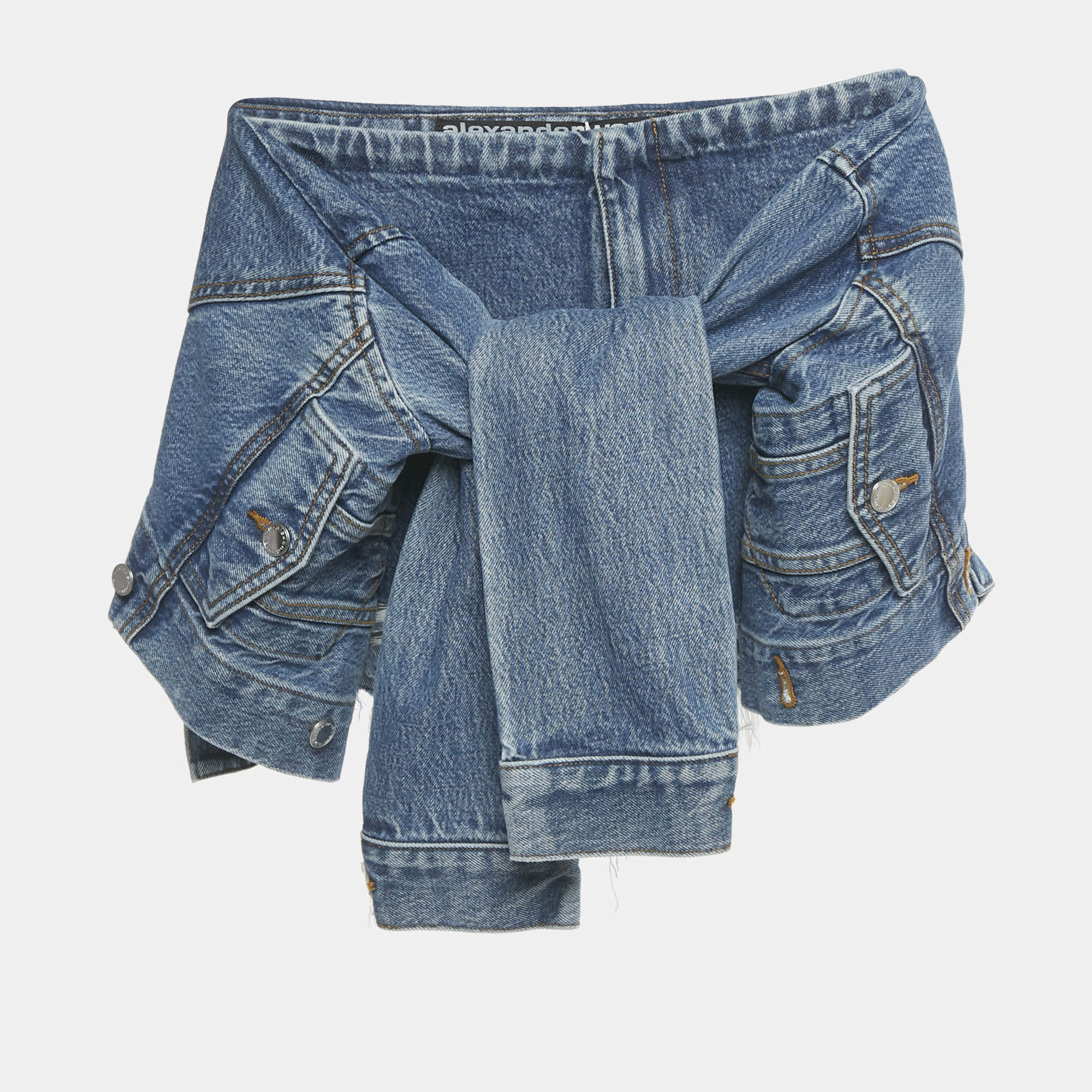 Pre Owned Alexander Wang Denim Jacket Trim Skorts S