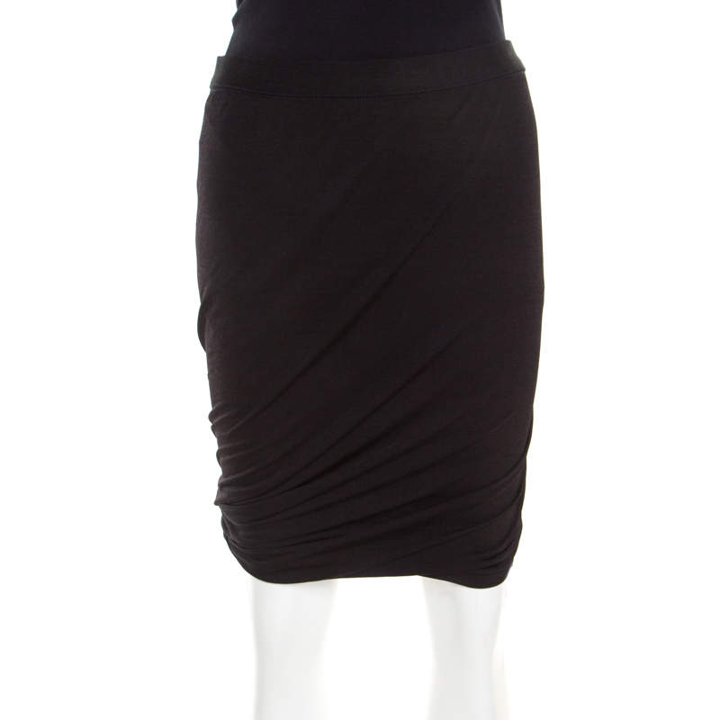 T by Alexander Wang Black Stretch Draped Mini Skirt L