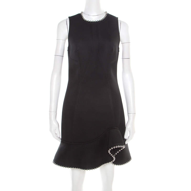 Pre Owned Alexander Wang Black Embellished Trim Peplum Shift Dress M