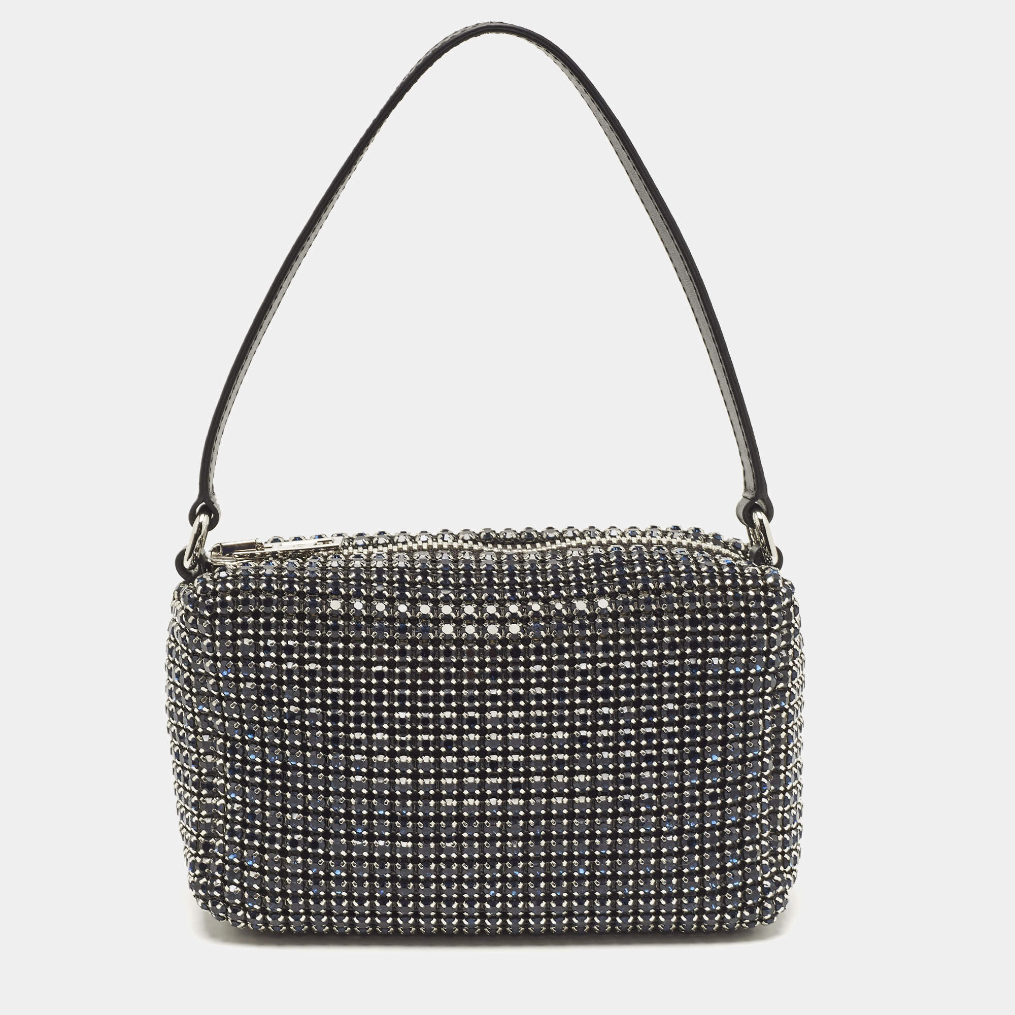 Alexander Wang Dark Blue/Black Crystals and Leather Medium Heiress Pouch Bag