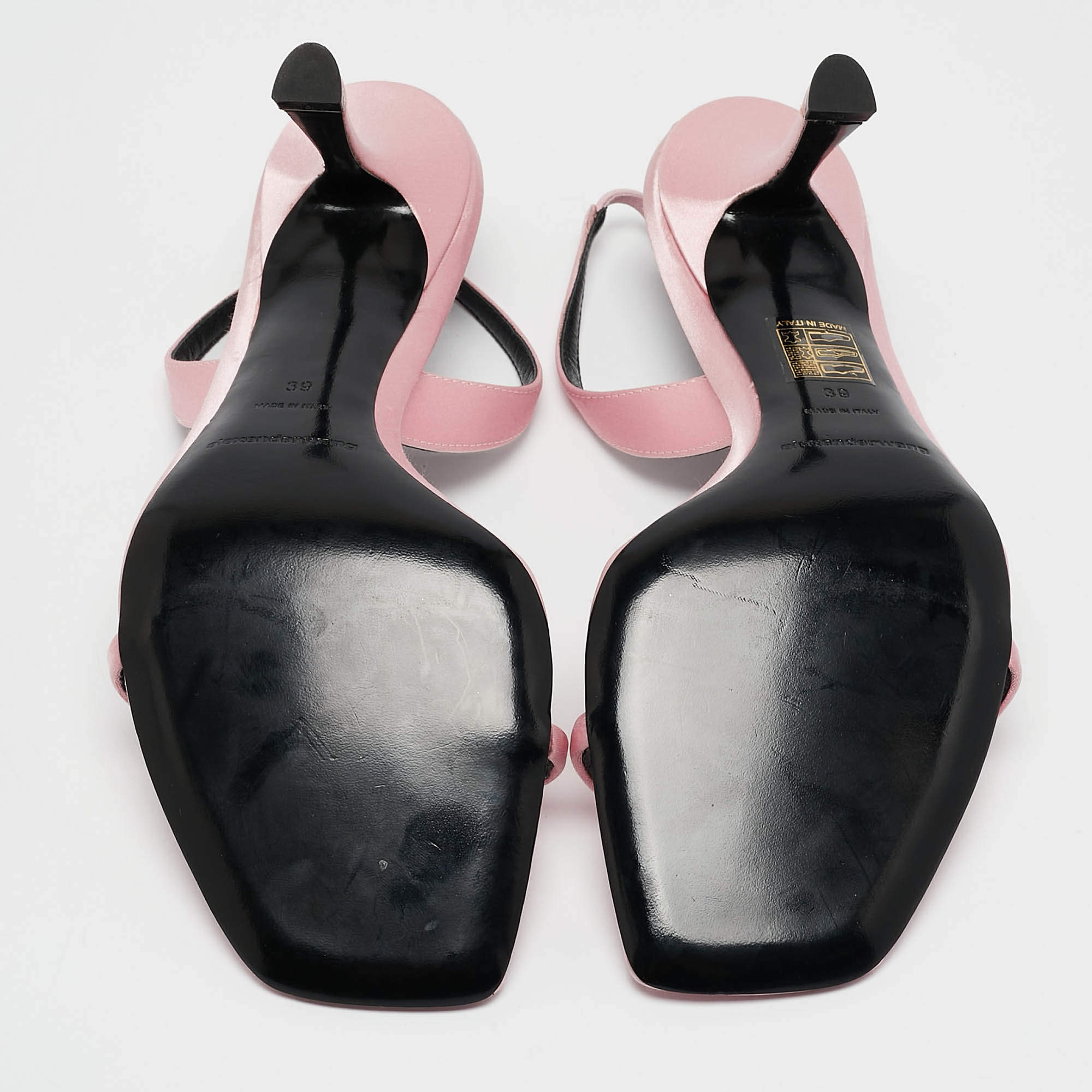 Pre Owned Alexander Wang Pink Satin Ivy Slingback Sandals Size 39