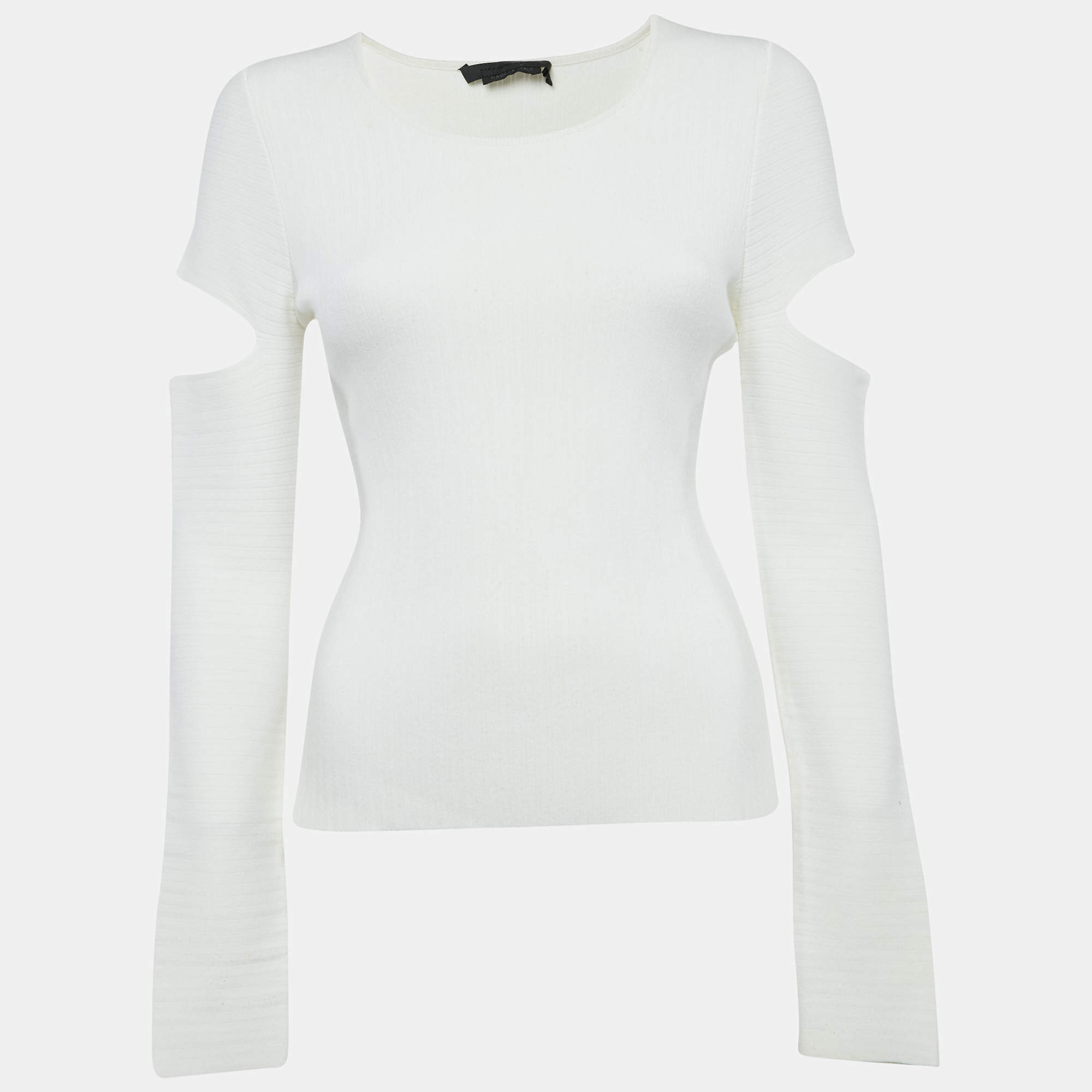 Alexander McQueen Off-White Jersey Cold Shoulder Top M