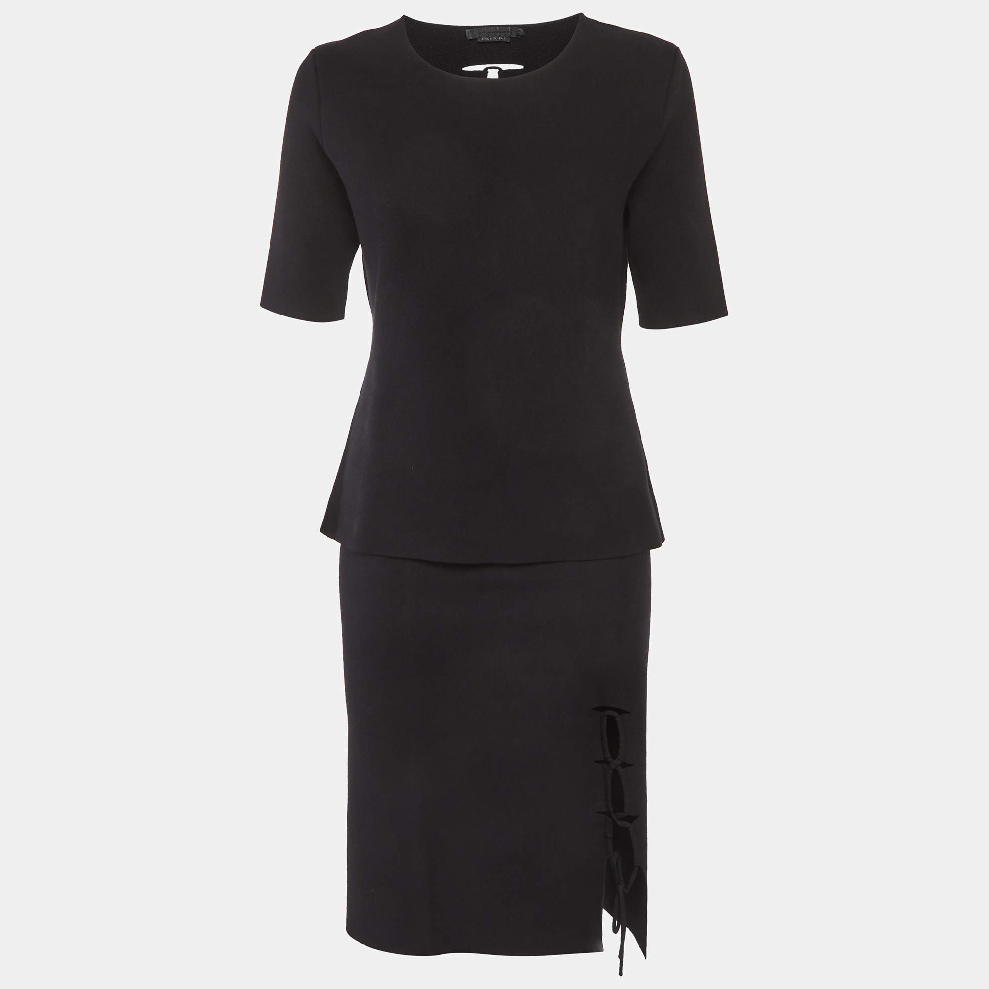 Pre Owned Alexander Wang Black Stretch Knit Lace-Up Set M/L