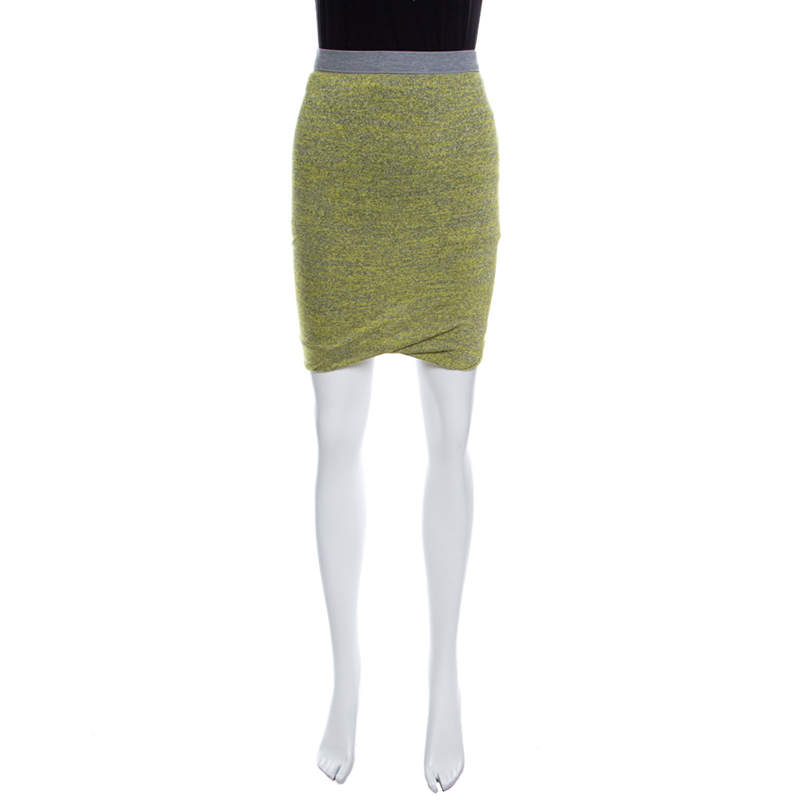T by Alexander Wang Yellow and Grey Melange Knit Tube Skirt XS