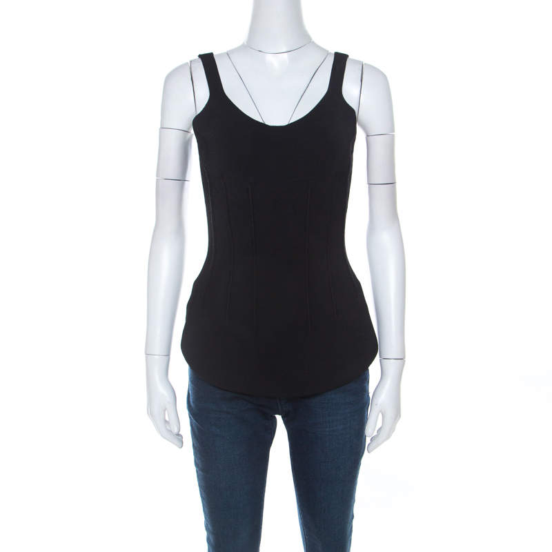 Alexander Wang Black Knit Sleeveless Curved Hem Top S 