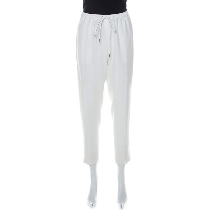 white tapered trousers
