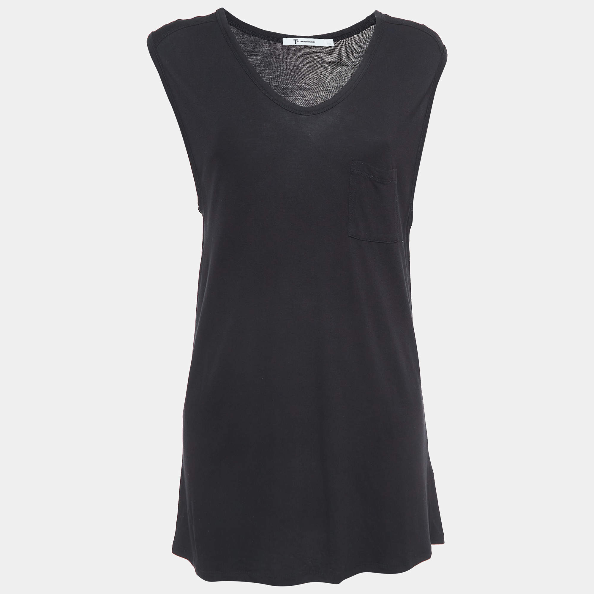 Alexander Wang Black Knit Pocket Detail Tank Top L