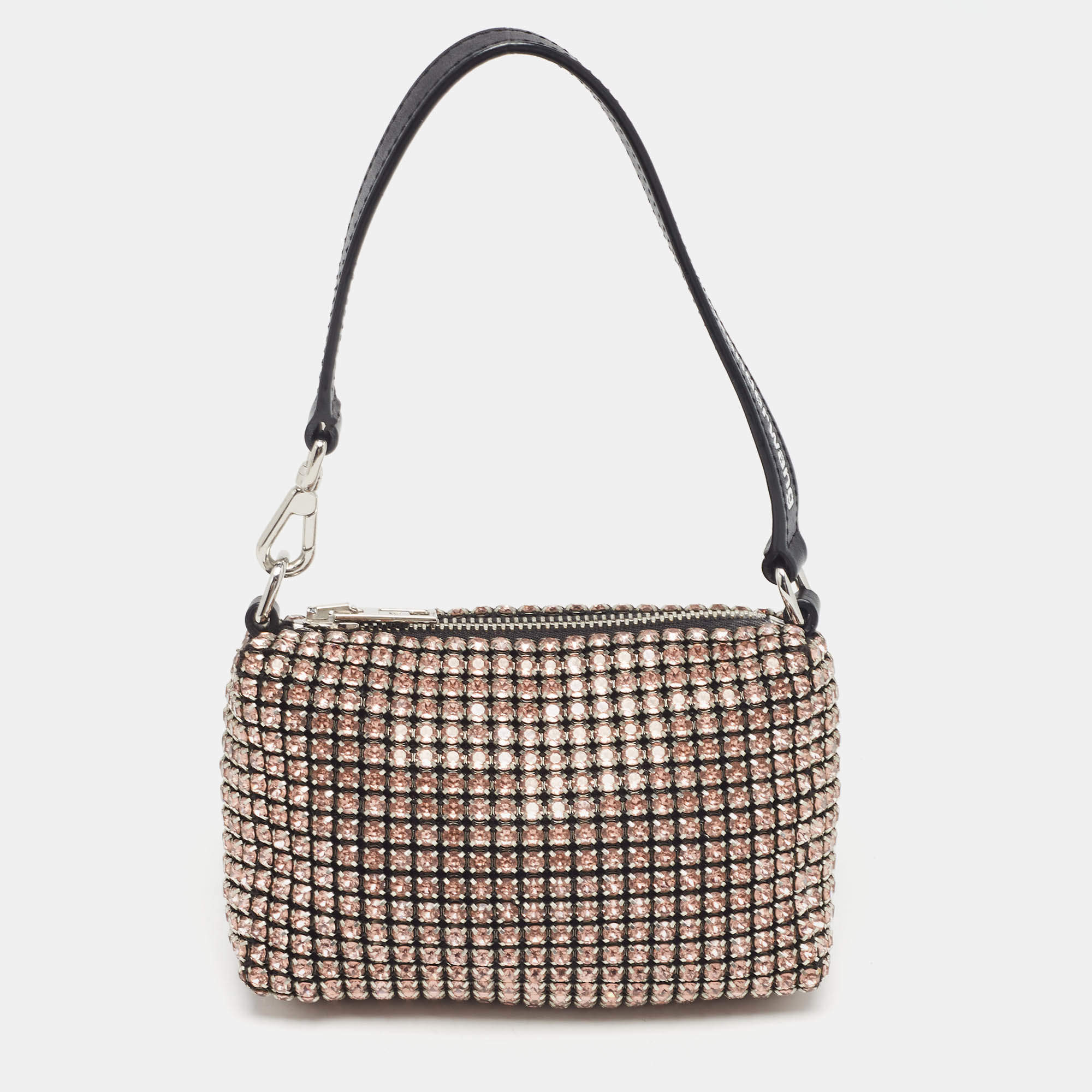 Pre Owned Alexander Wang Pink/Black Crystals and Leather Heiress Pochette Bag