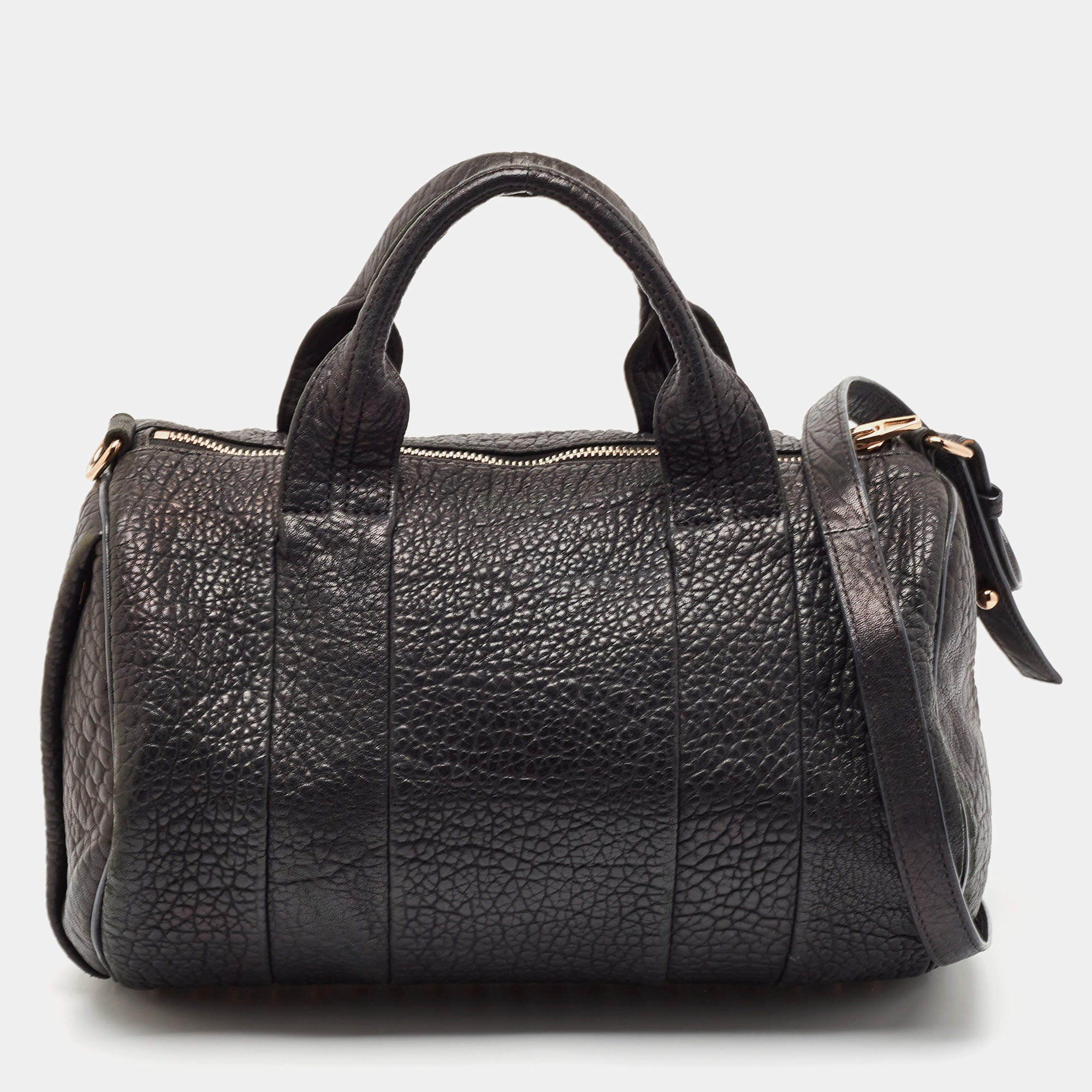 Alexander Wang Black Textured Leather Rocco Duffel Bag